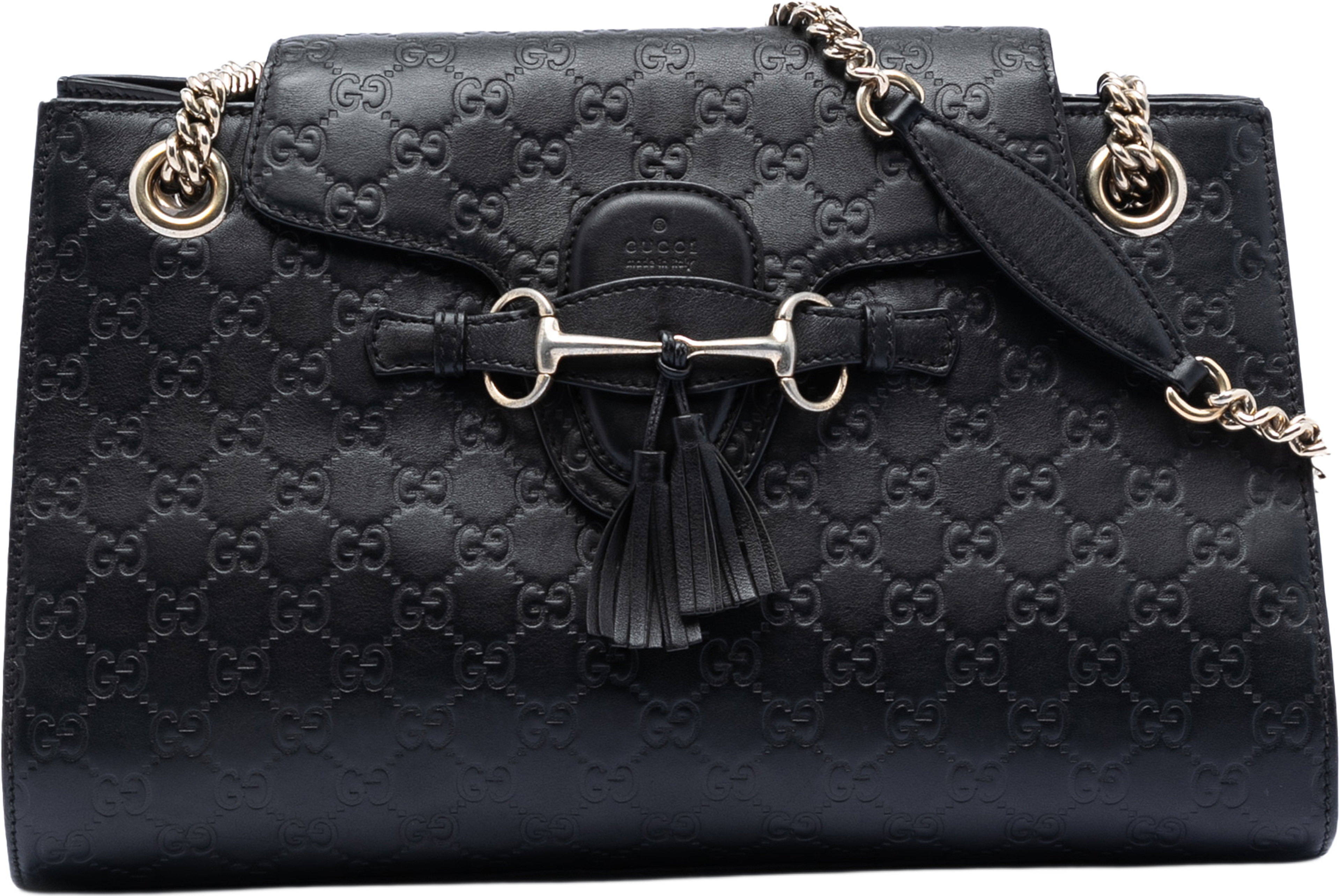 Gucci Large Guccissima Emily Shoulder Bag, från Luxclusif, i färgen black. Klicka för att öppna bilden i stort format