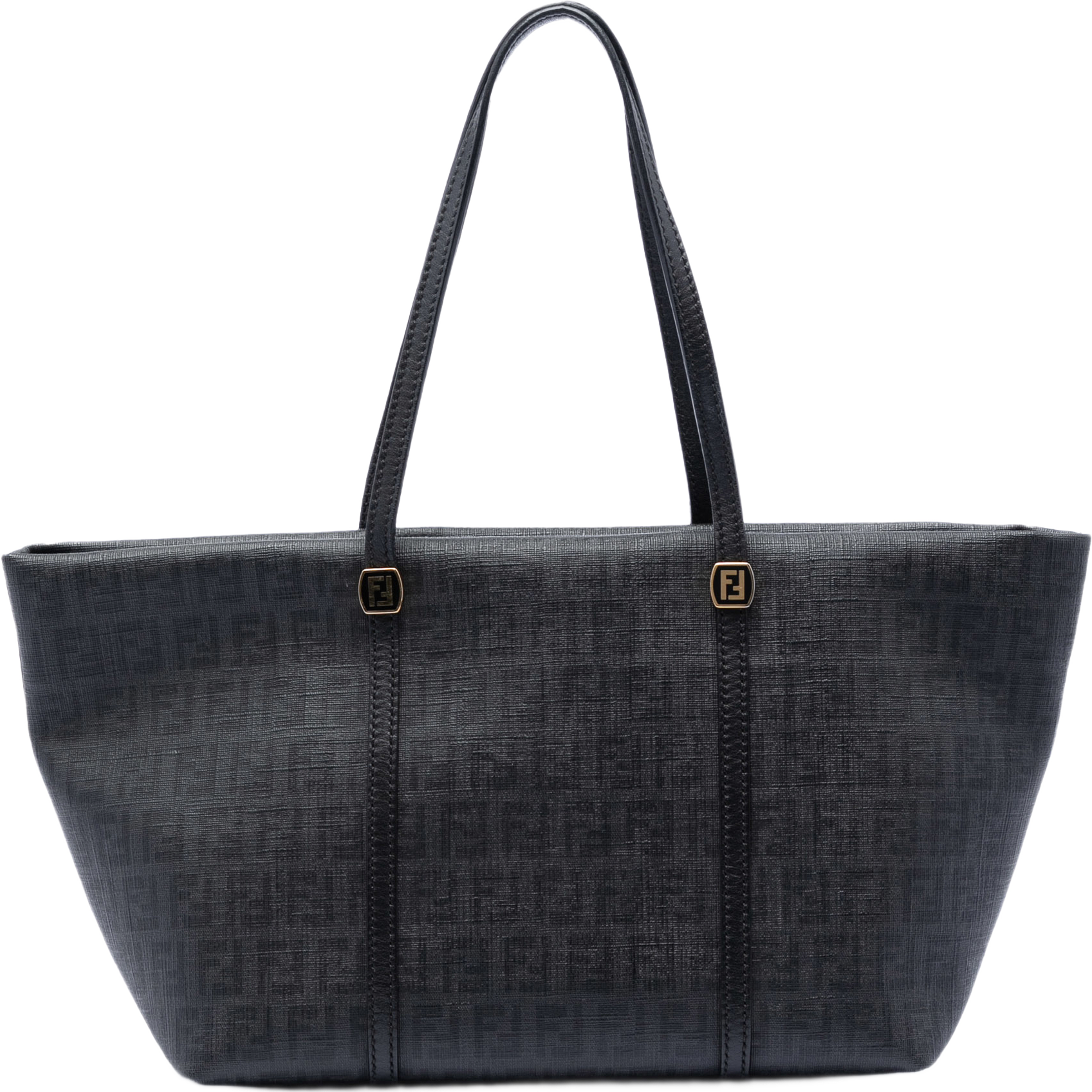 Fendi Zucchino Coated Canvas Tote, från Luxclusif, i färgen dark gray. Klicka för att öppna bilden i stort format