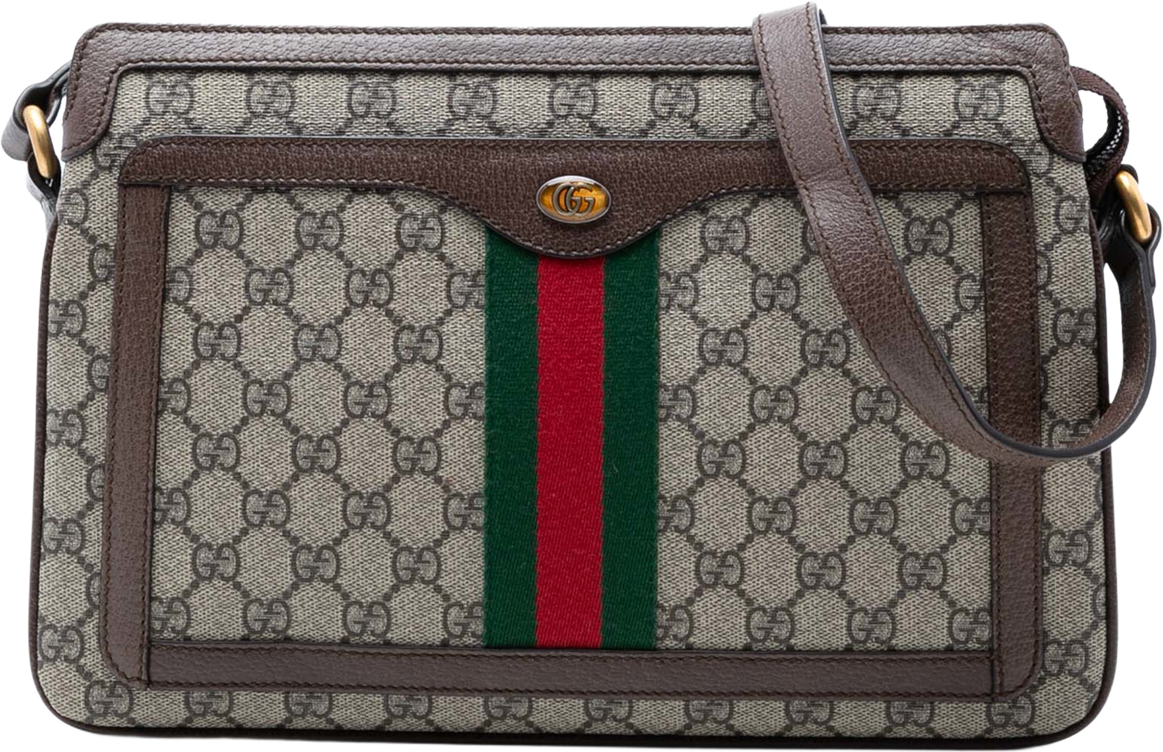 Gucci Medium Gg Supreme Web Ophidia Crossbody, från Luxclusif, i färgen beige. Klicka för att öppna bilden i stort format