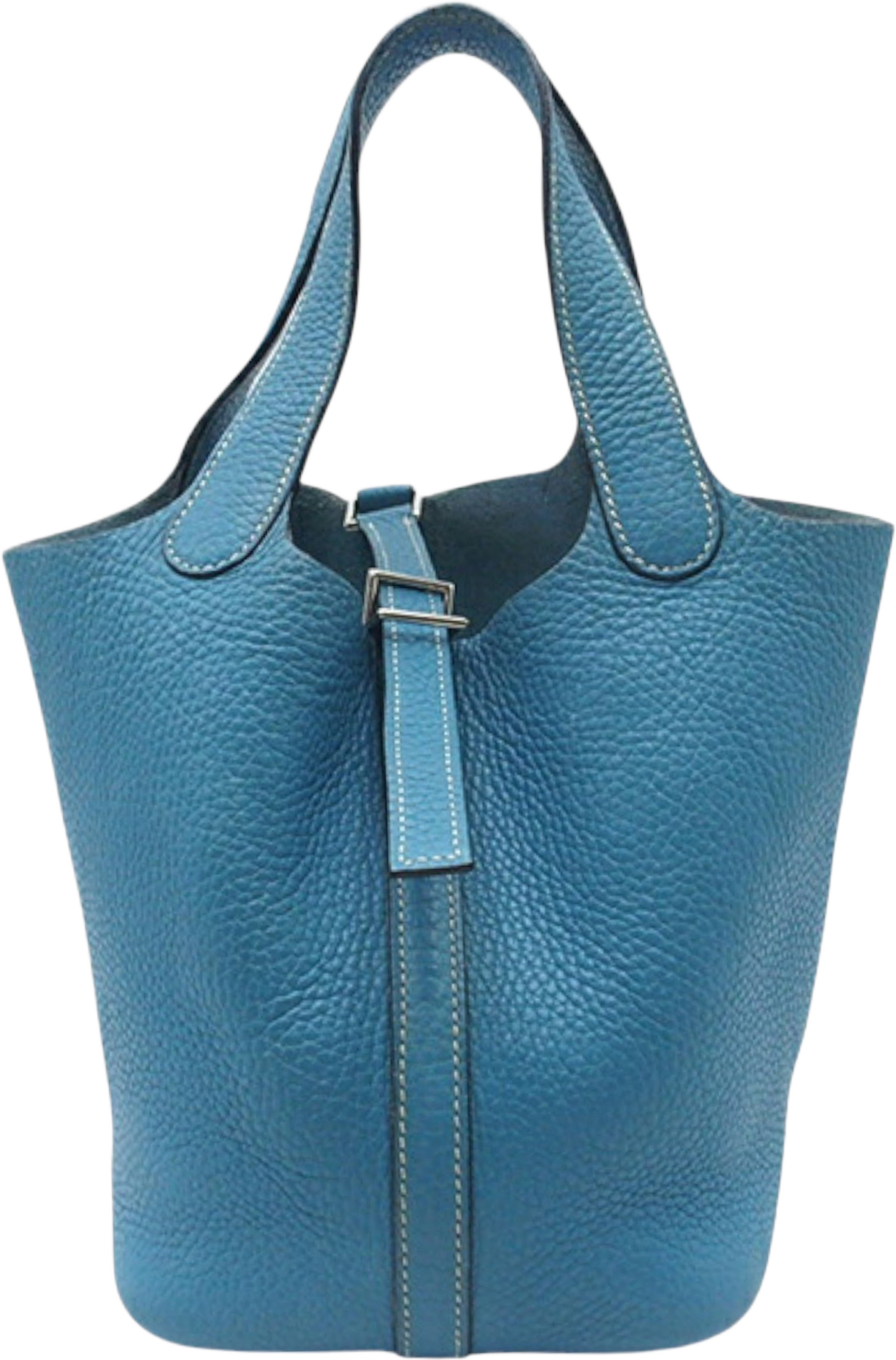 Hermès Clemence Picotin 18, från Luxclusif, i färgen blue. Klicka för att öppna bilden i stort format