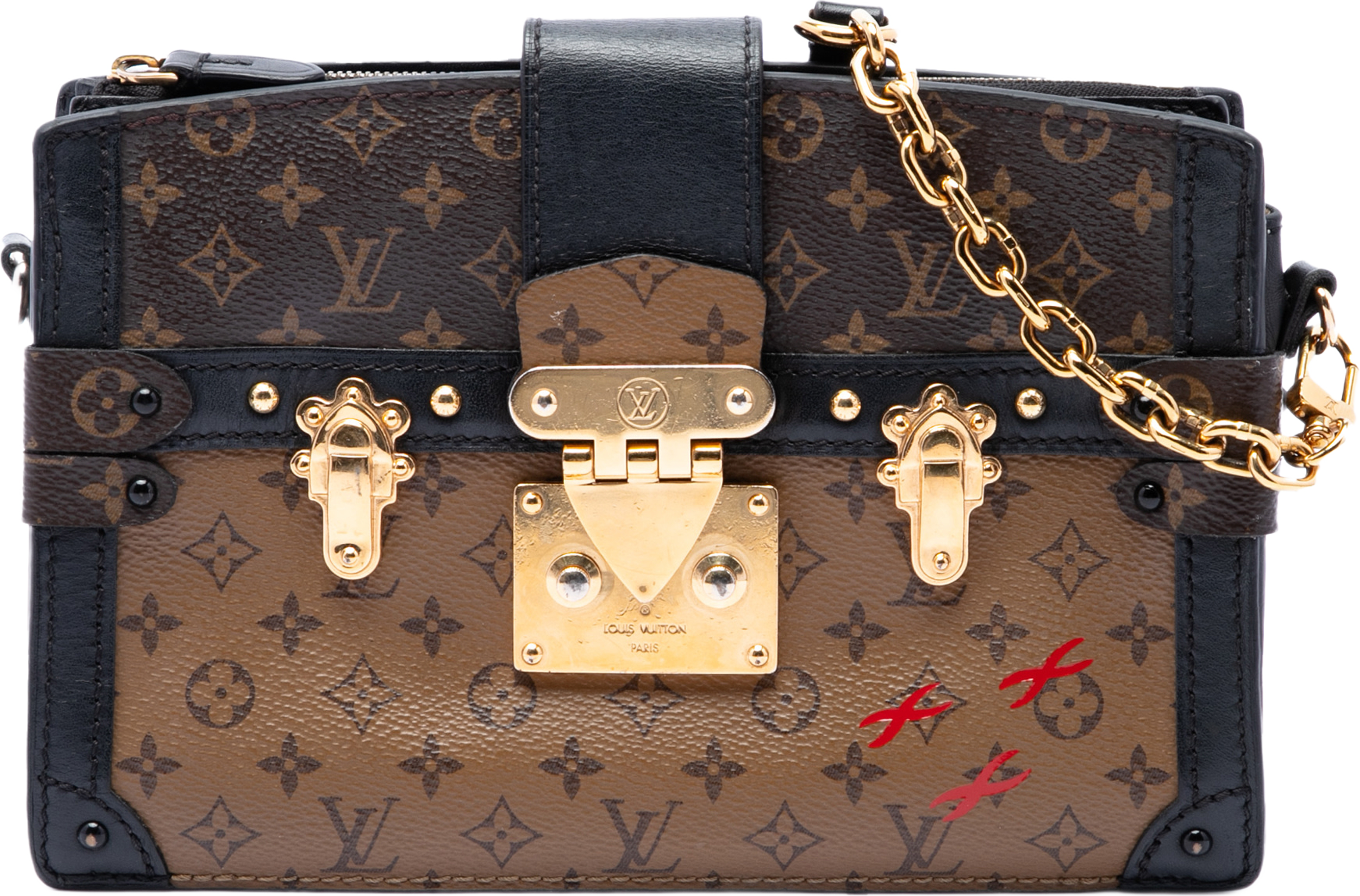 Louis Vuitton Monogram Reverse Trunk Clutch, från Luxclusif, i färgen brun. Klicka för att öppna bilden i stort format