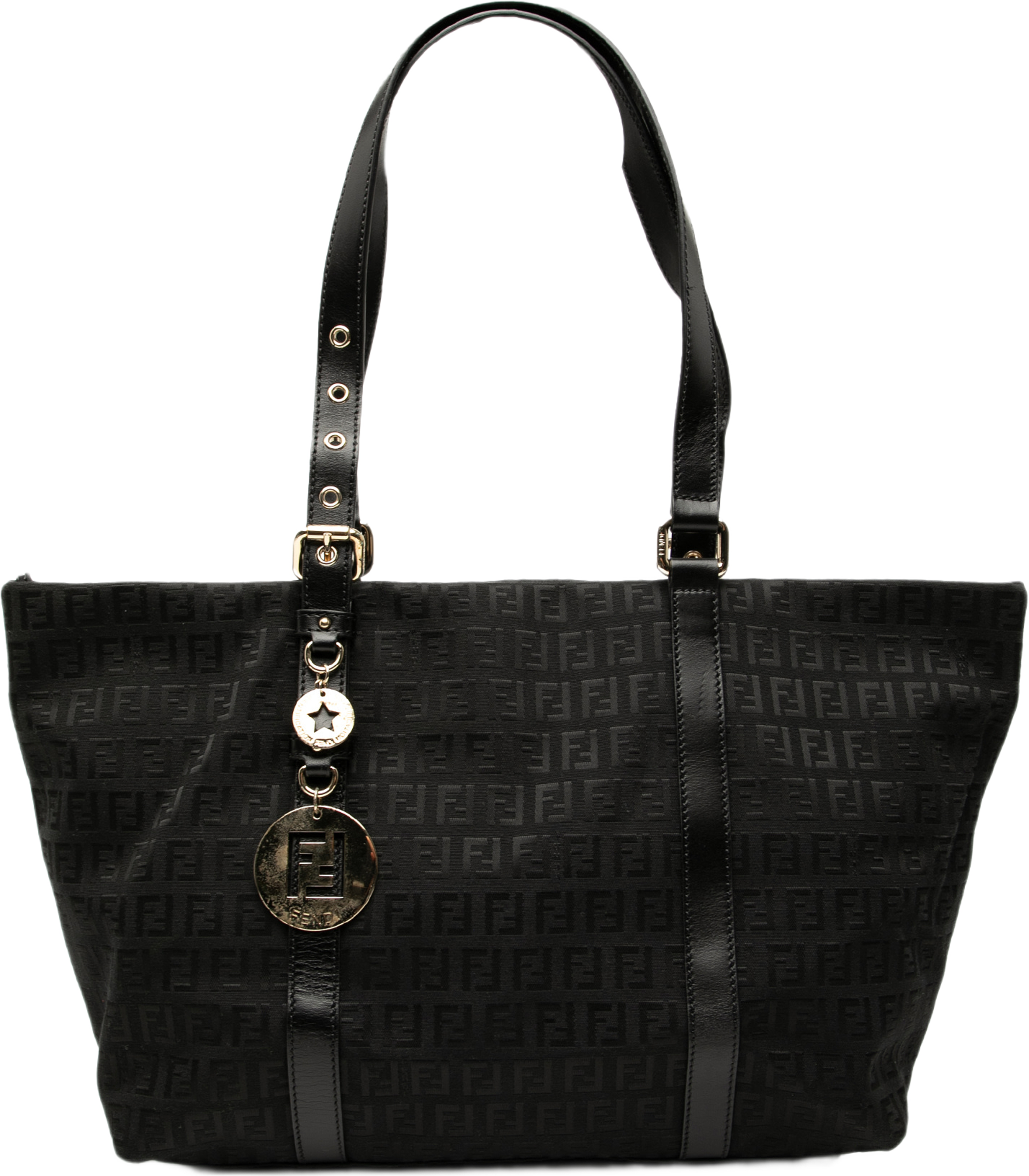 Fendi Zucchino Canvas Superstar Tote, från Luxclusif, i färgen svart. Klicka för att öppna bilden i stort format