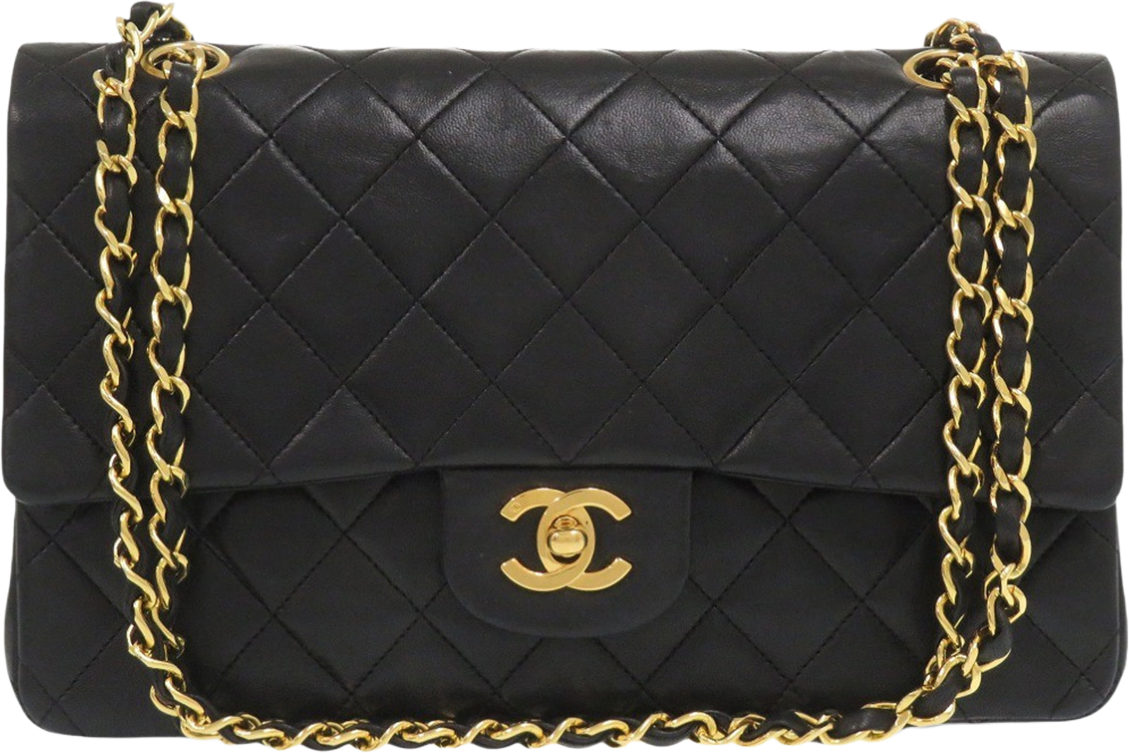 Chanel Medium Classic Lambskin Double Flap, från Luxclusif, i färgen black. Klicka för att öppna bilden i stort format