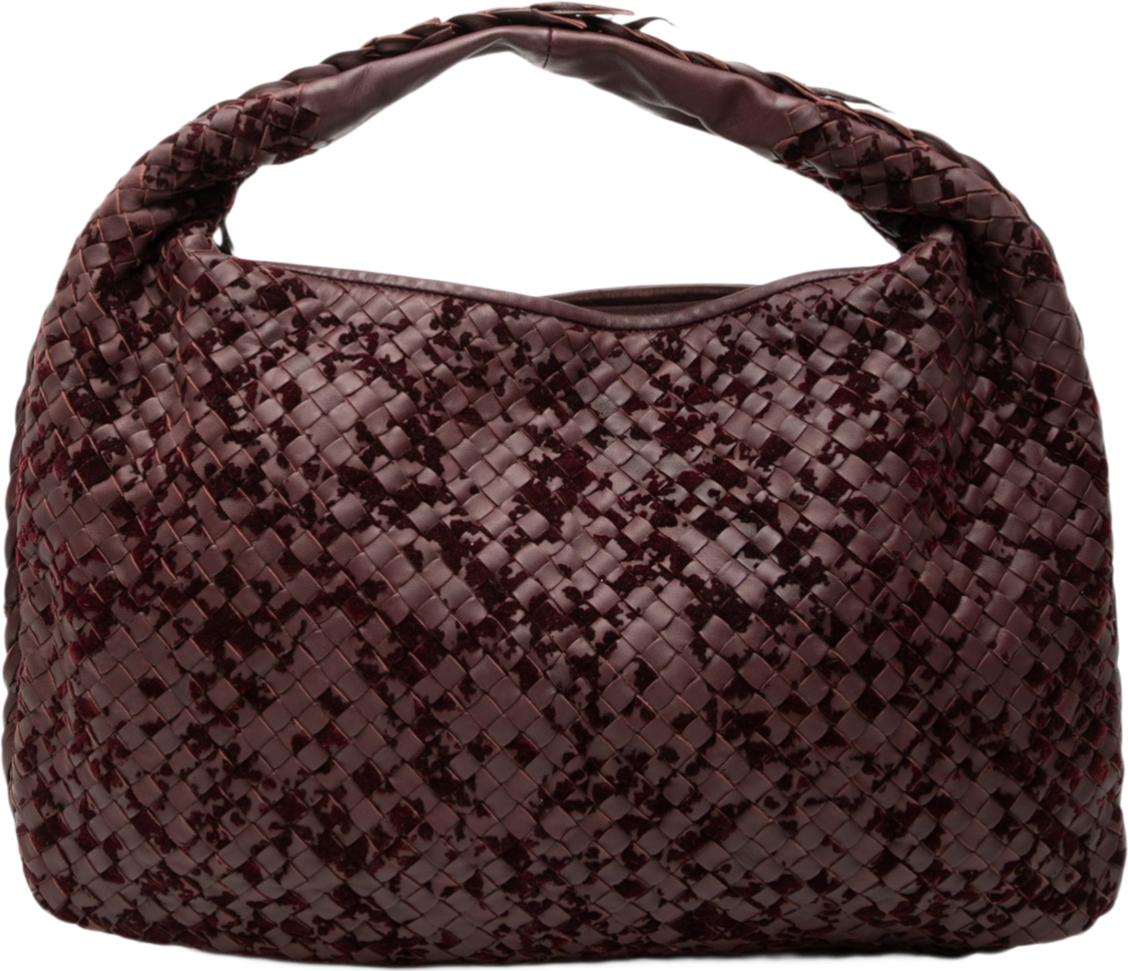 Bottega Veneta Medium Velvet Speckled Nappa Intrecciato Veneta Hobo, från Luxclusif, i färgen röd. Klicka för att öppna bilden i stort format