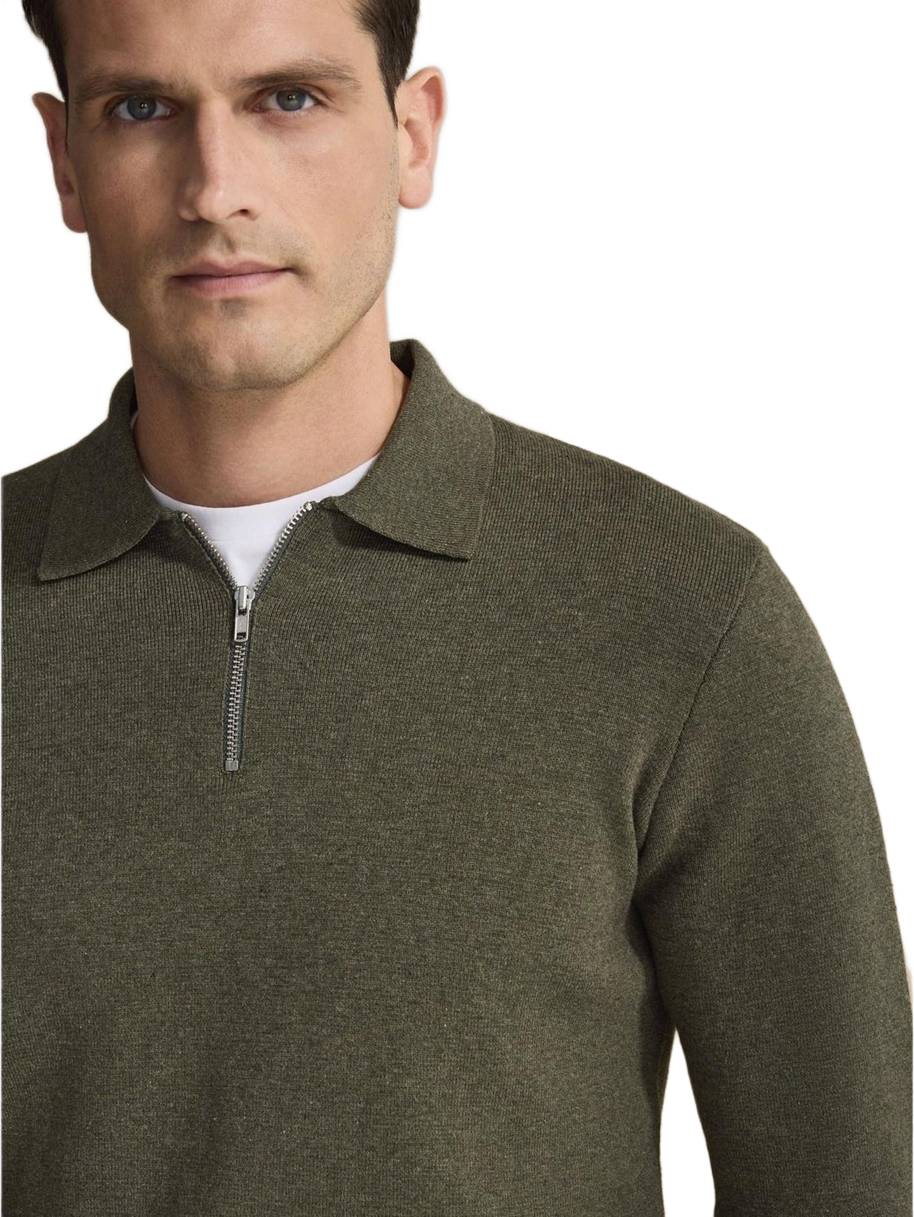 Cotton Plain Knitted Ls Half Zip (ilario)