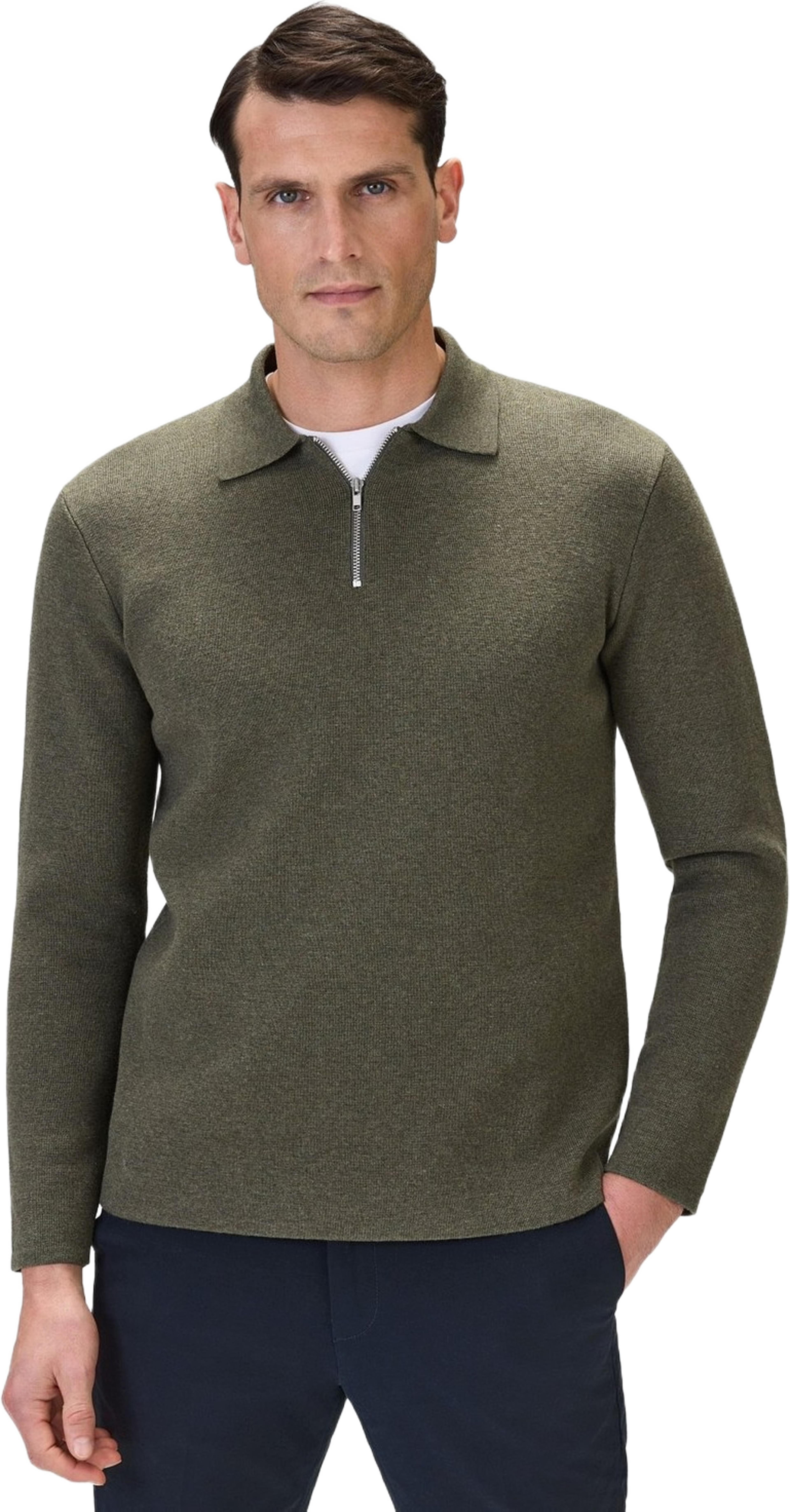 Cotton Plain Knitted Ls Half Zip (ilario), från John Henric, i färgen green. Klicka för att öppna bilden i stort format