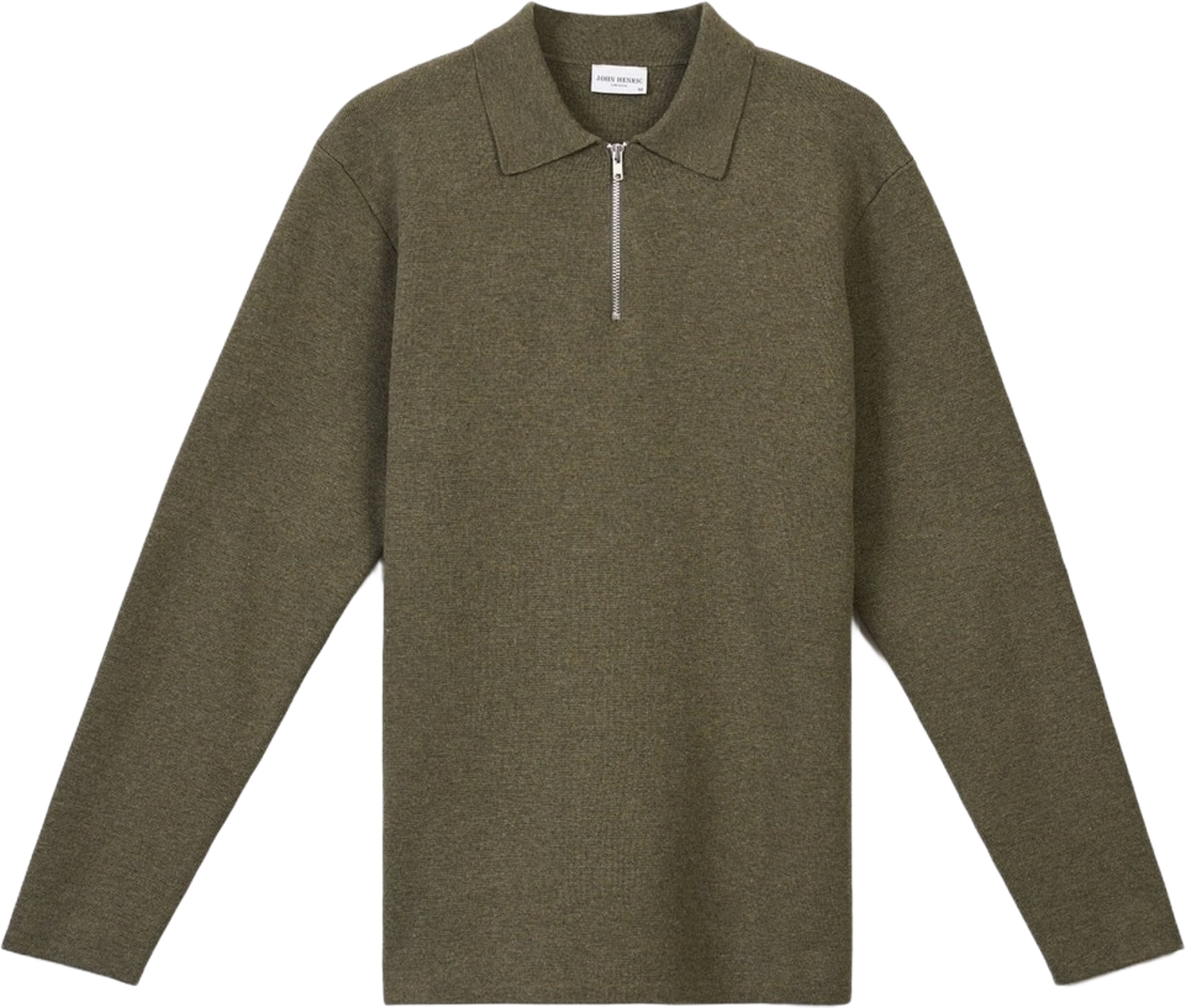 Cotton Plain Knitted Ls Half Zip (ilario), från John Henric, i färgen green. Klicka för att öppna bilden i stort format