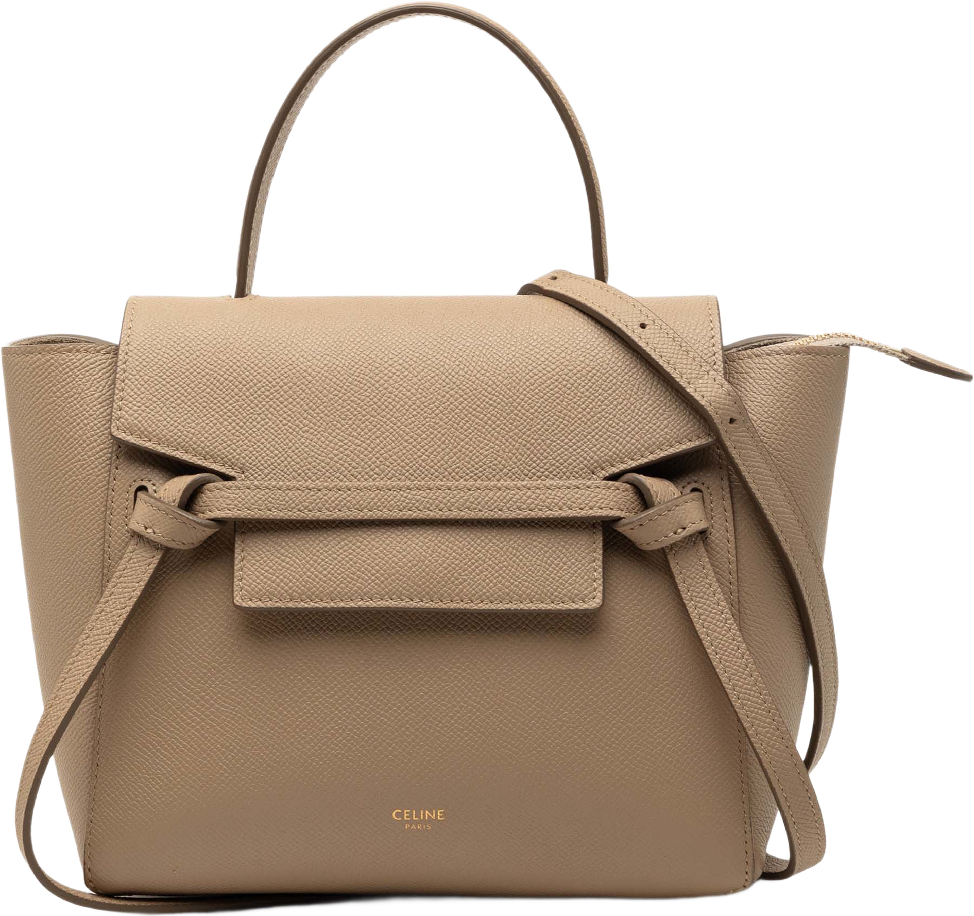 Celine Nano Grained Calfskin Belt Bag, från Luxclusif, i färgen beige. Klicka för att öppna bilden i stort format