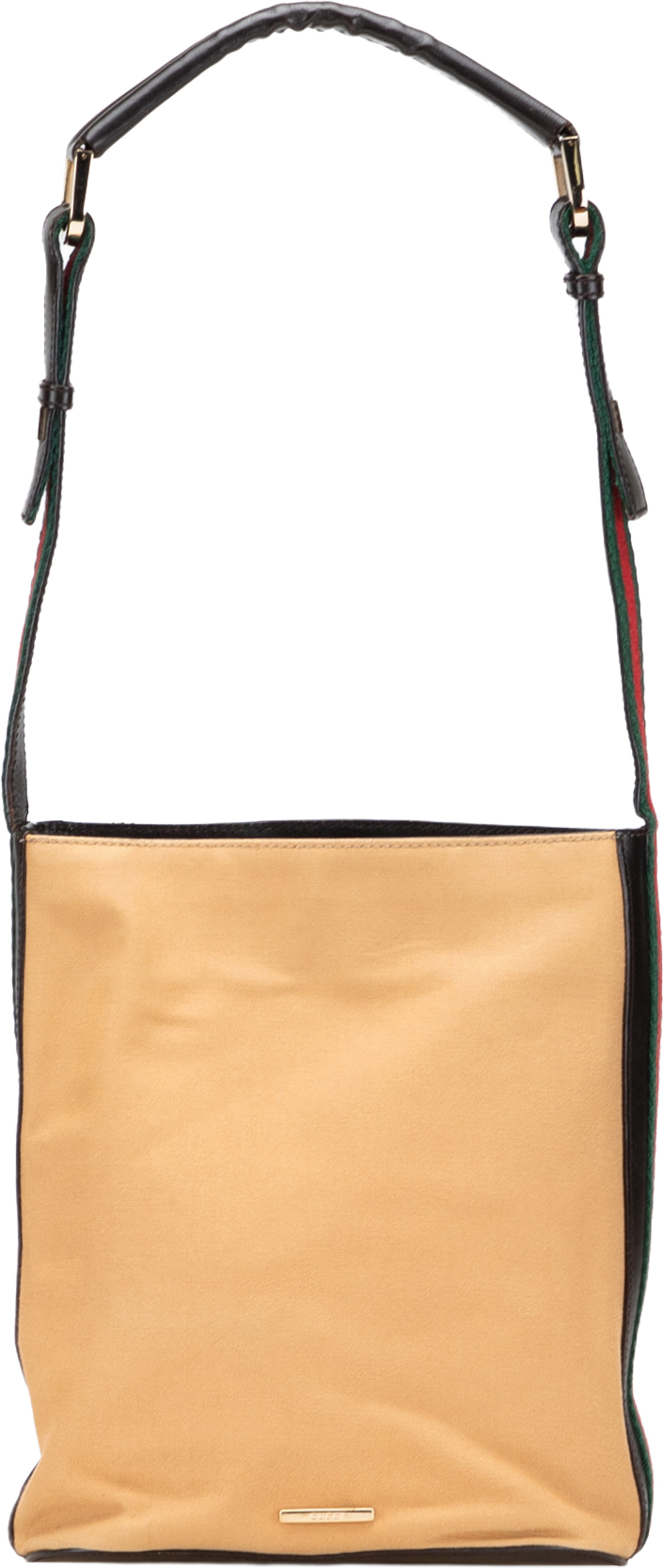 Gucci Canvas Web Shoulder Bag, från Luxclusif, i färgen beige. Klicka för att öppna bilden i stort format