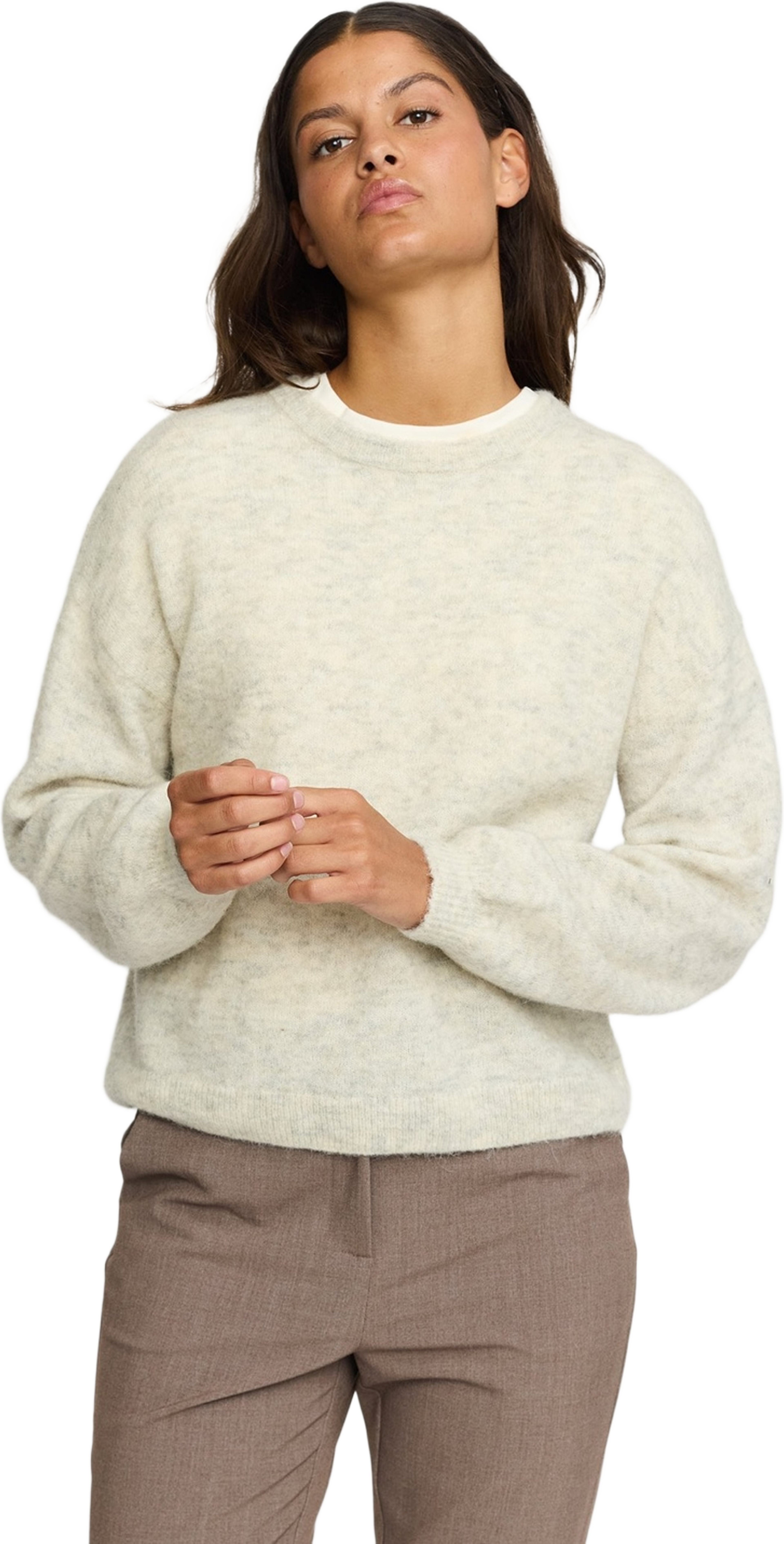 Srallison Knit, från Soft Rebels, i färgen pumice stone mélange. Klicka för att öppna bilden i stort format