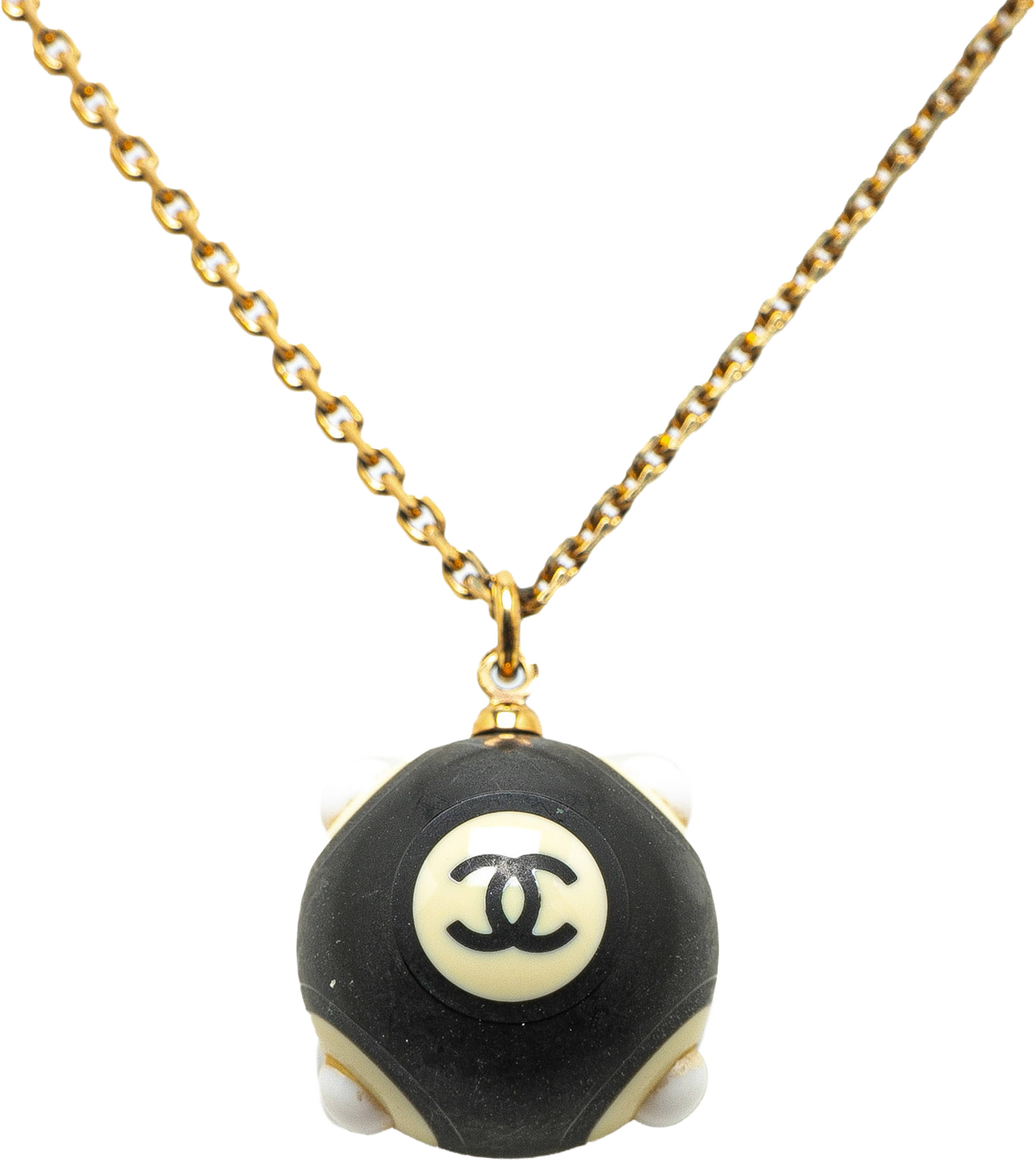 Chanel Gold Plated Resin Ball Pendant Necklace