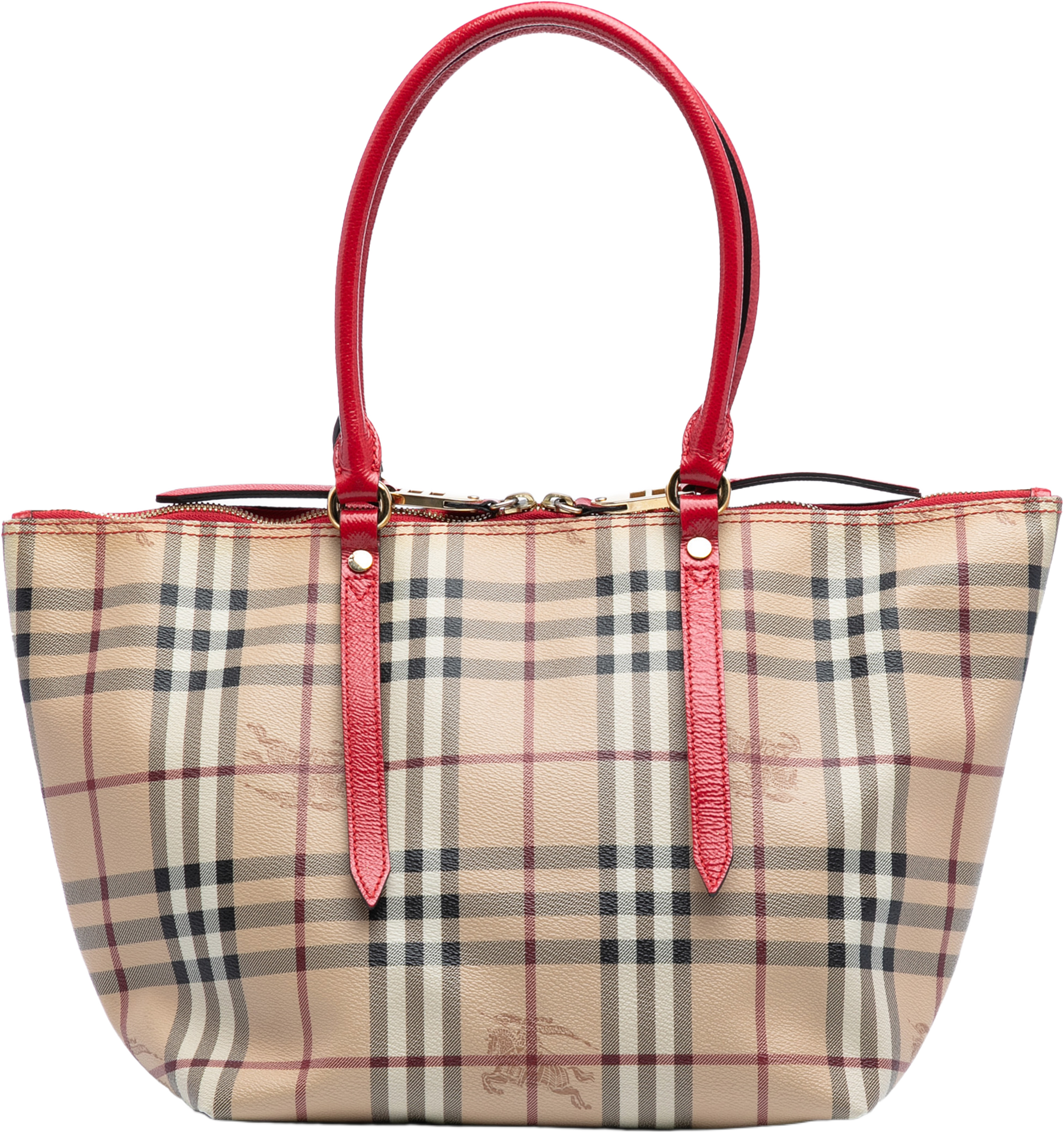 Burberry Small Haymarket Check Coated Canvas Salisbury Tote, från Luxclusif, i färgen beige. Klicka för att öppna bilden i stort format