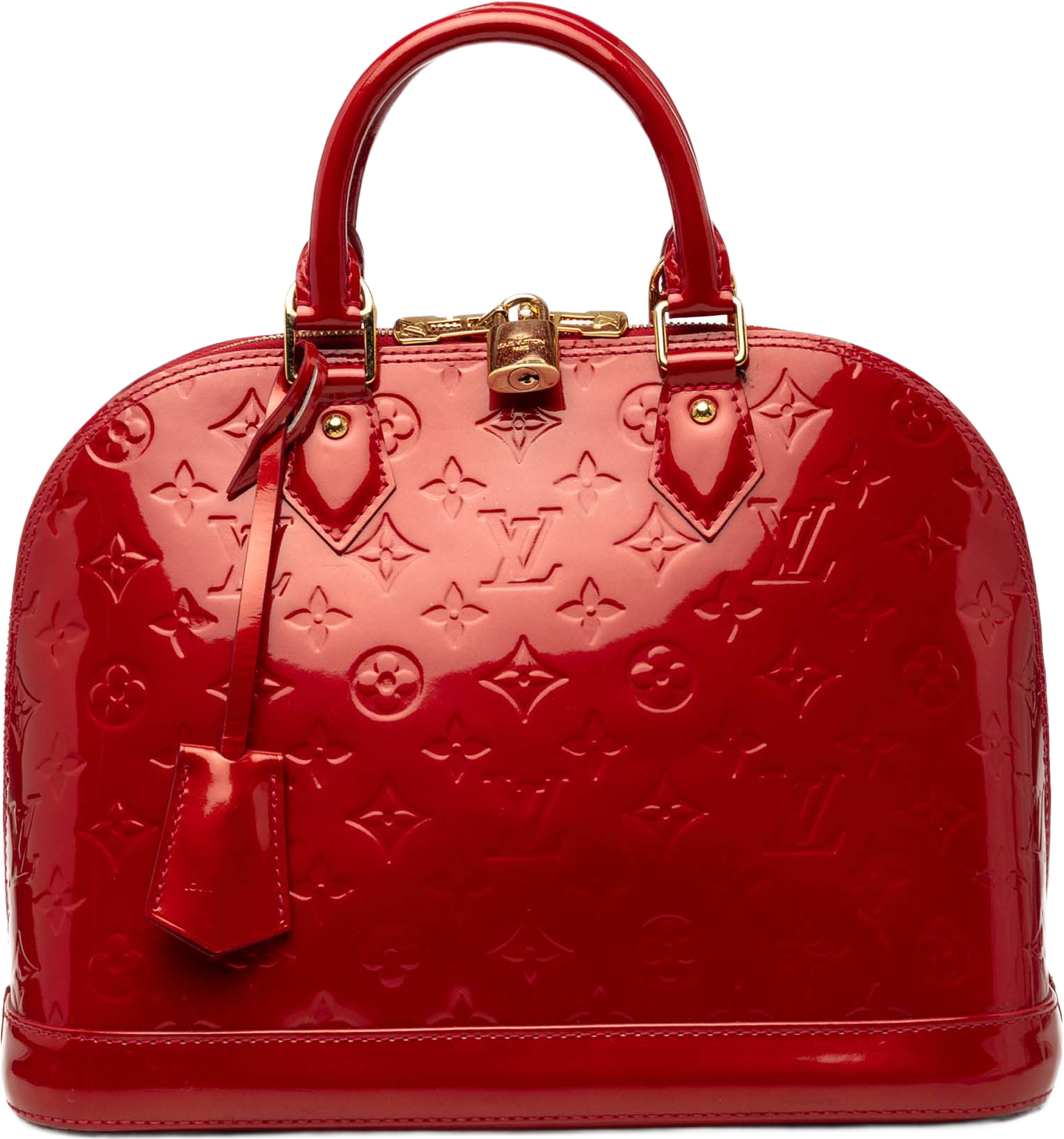 Louis Vuitton Monogram Vernis Alma Pm, från Luxclusif, i färgen red. Klicka för att öppna bilden i stort format