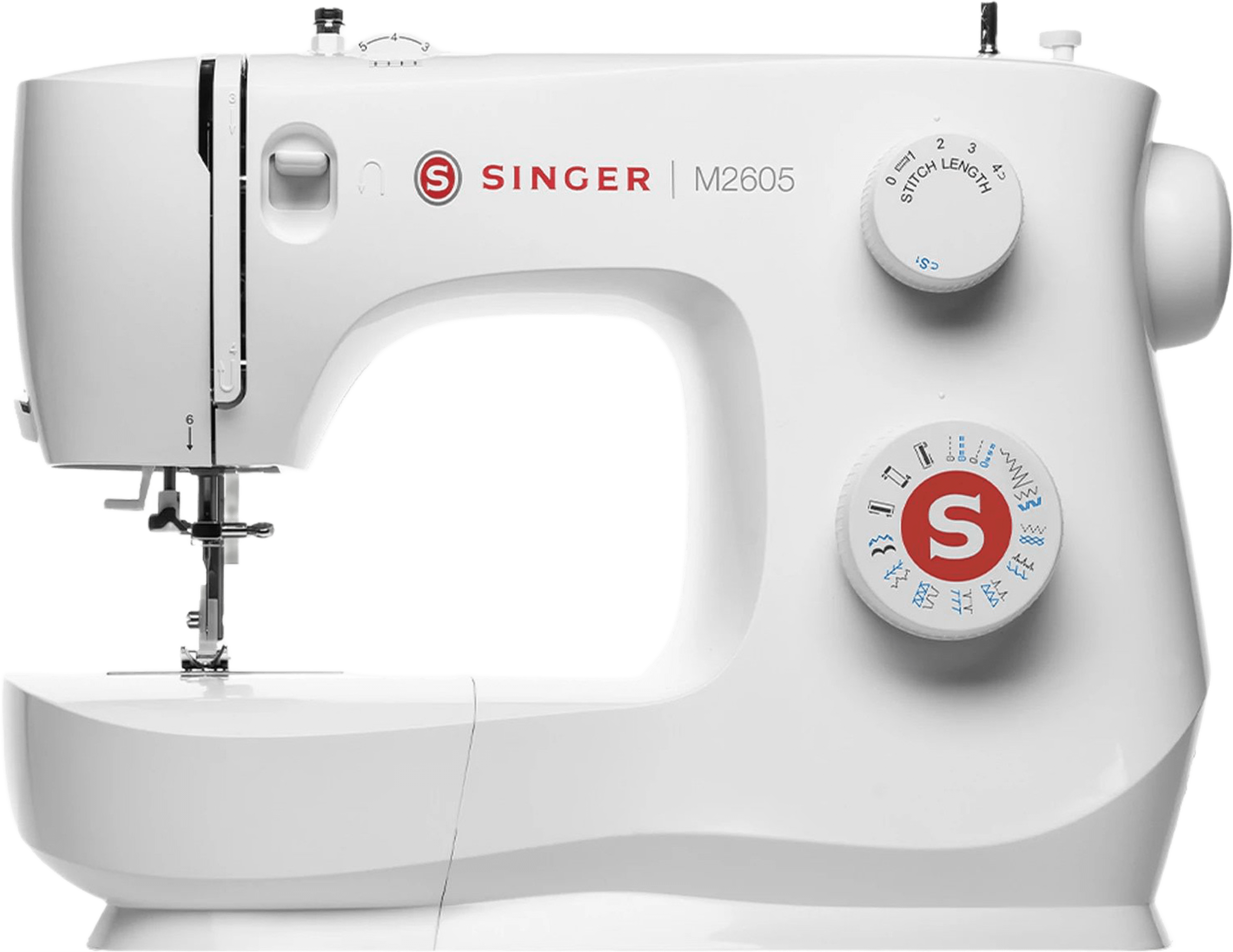 Symaskin M2605 19 Sömmar LED Belysning, från Singer, i färgen vit. Klicka för att öppna bilden i stort format