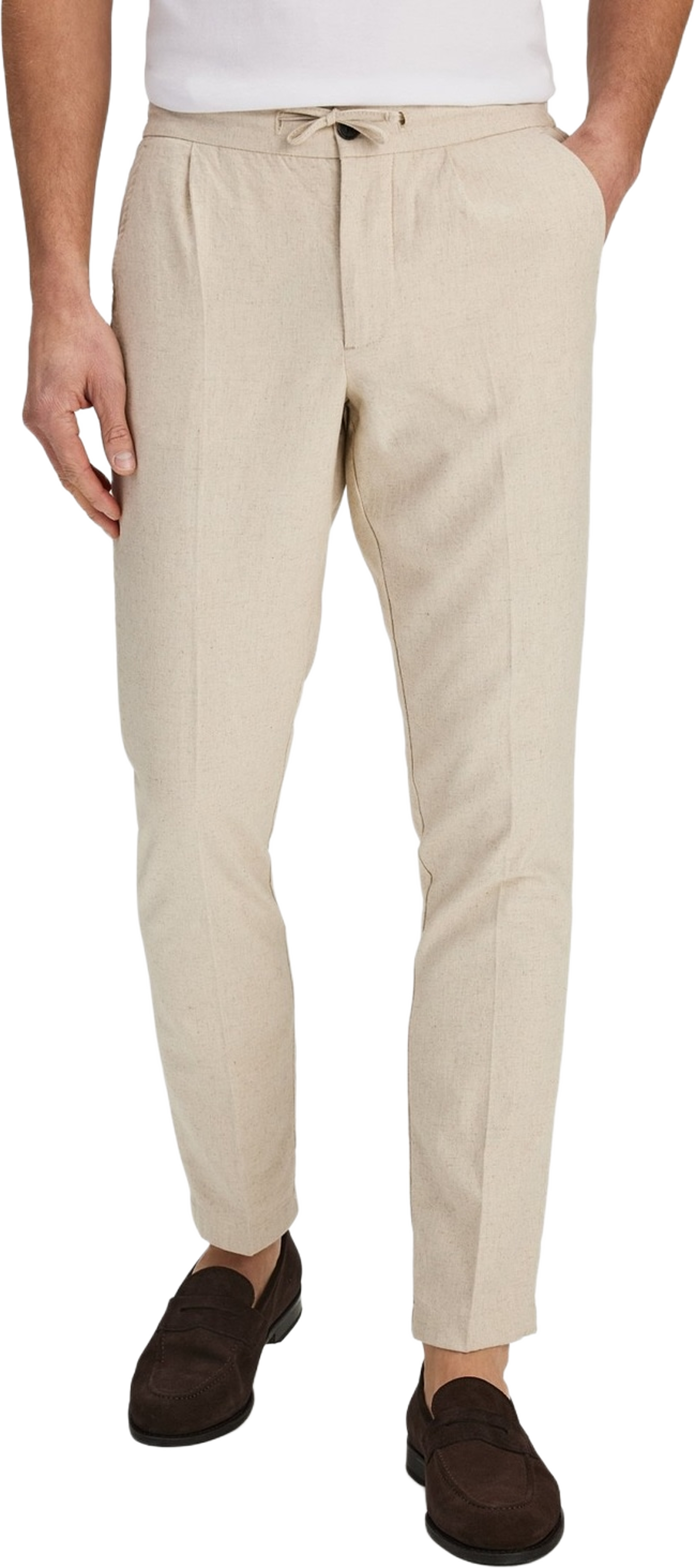 Linen Blend Trousers (marquise), från John Henric, i färgen beige. Klicka för att öppna bilden i stort format