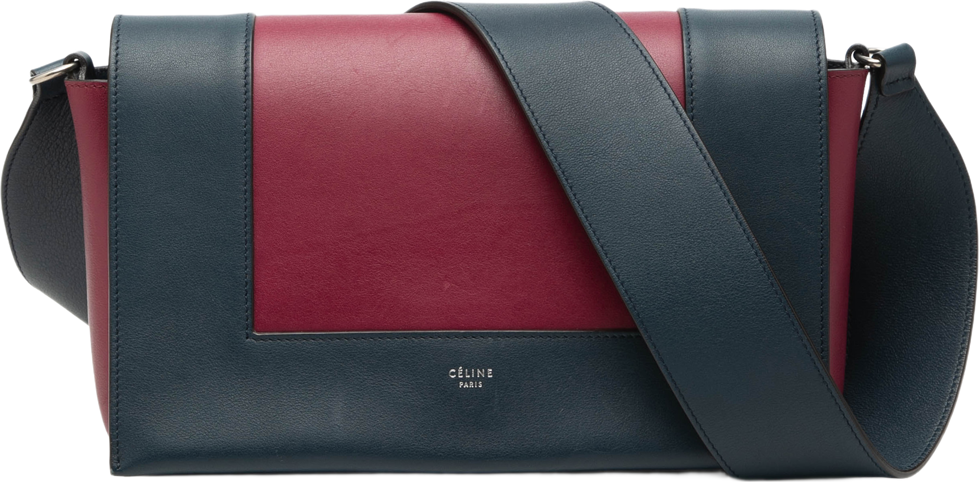 Celine Medium Shiny Smooth Calfskin Frame Shoulder Bag, från Luxclusif, i färgen navy. Klicka för att öppna bilden i stort format
