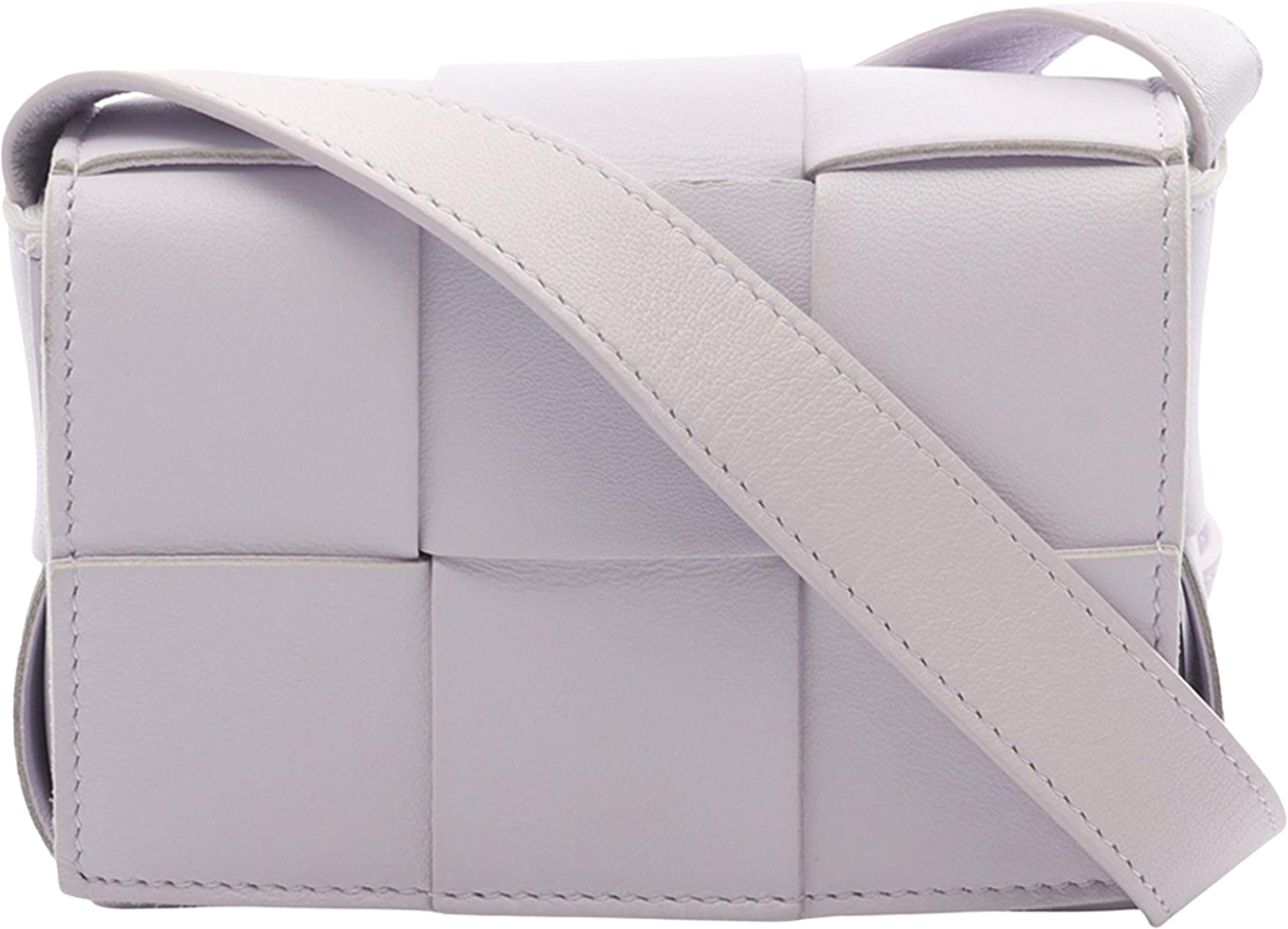 Bottega Veneta Candy Nappa Intrecciato Cassette Crossbody, från Luxclusif, i färgen purple. Klicka för att öppna bilden i stort format