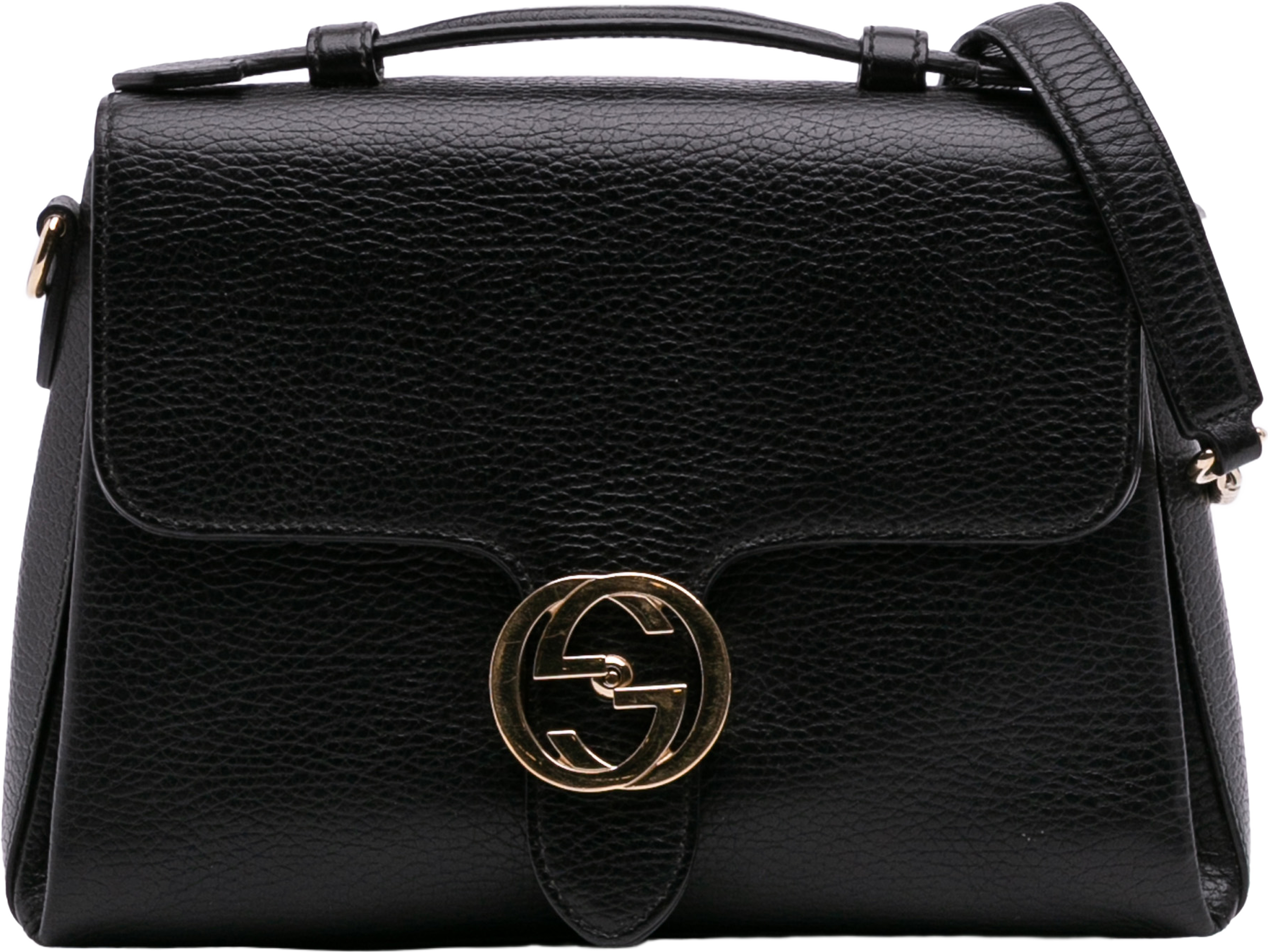 Gucci Small Dollar Calf Interlocking G Satchel, från Luxclusif, i färgen black. Klicka för att öppna bilden i stort format