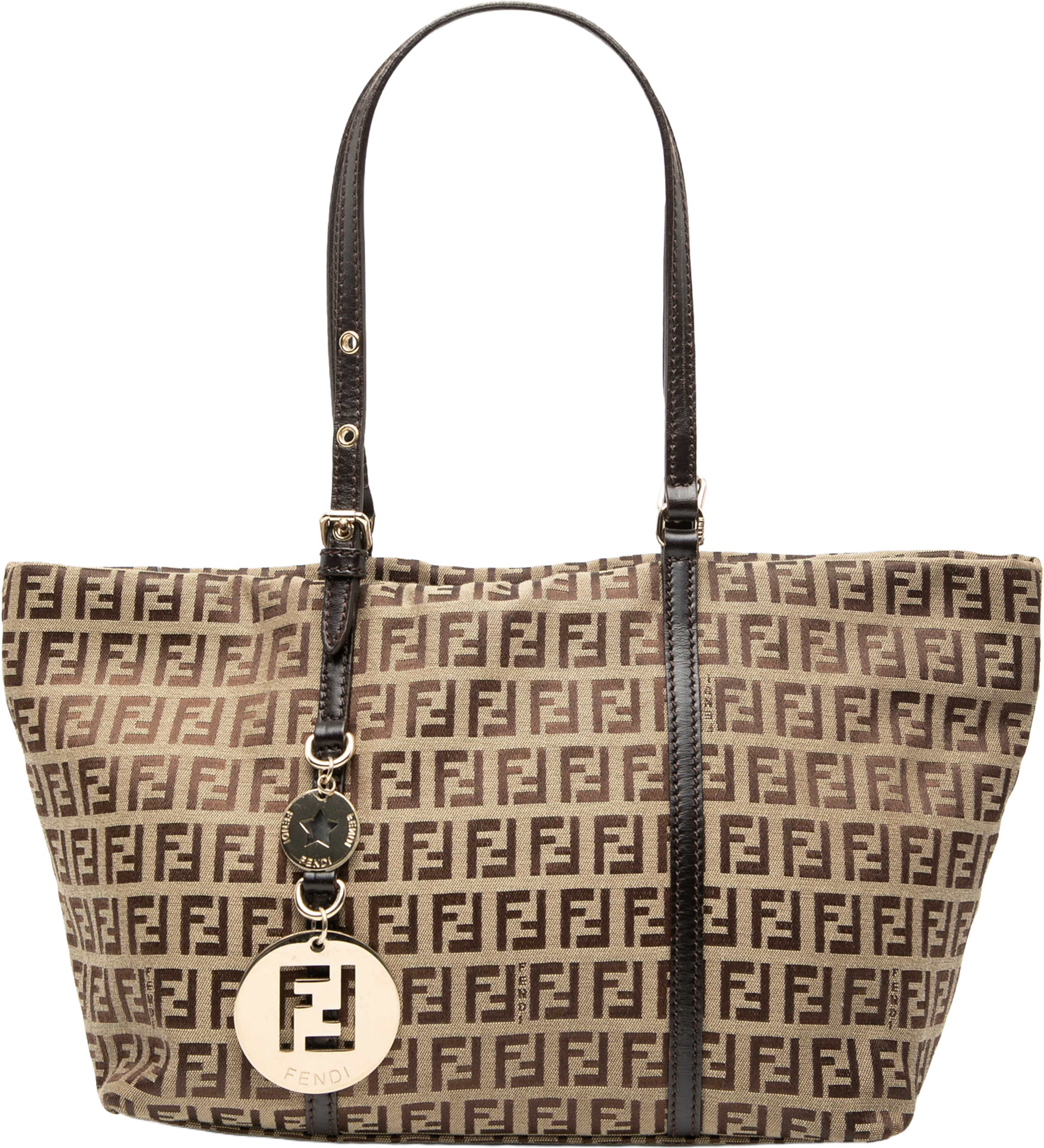 Fendi Mini Zucchino Canvas Superstar Tote, från Luxclusif, i färgen beige. Klicka för att öppna bilden i stort format