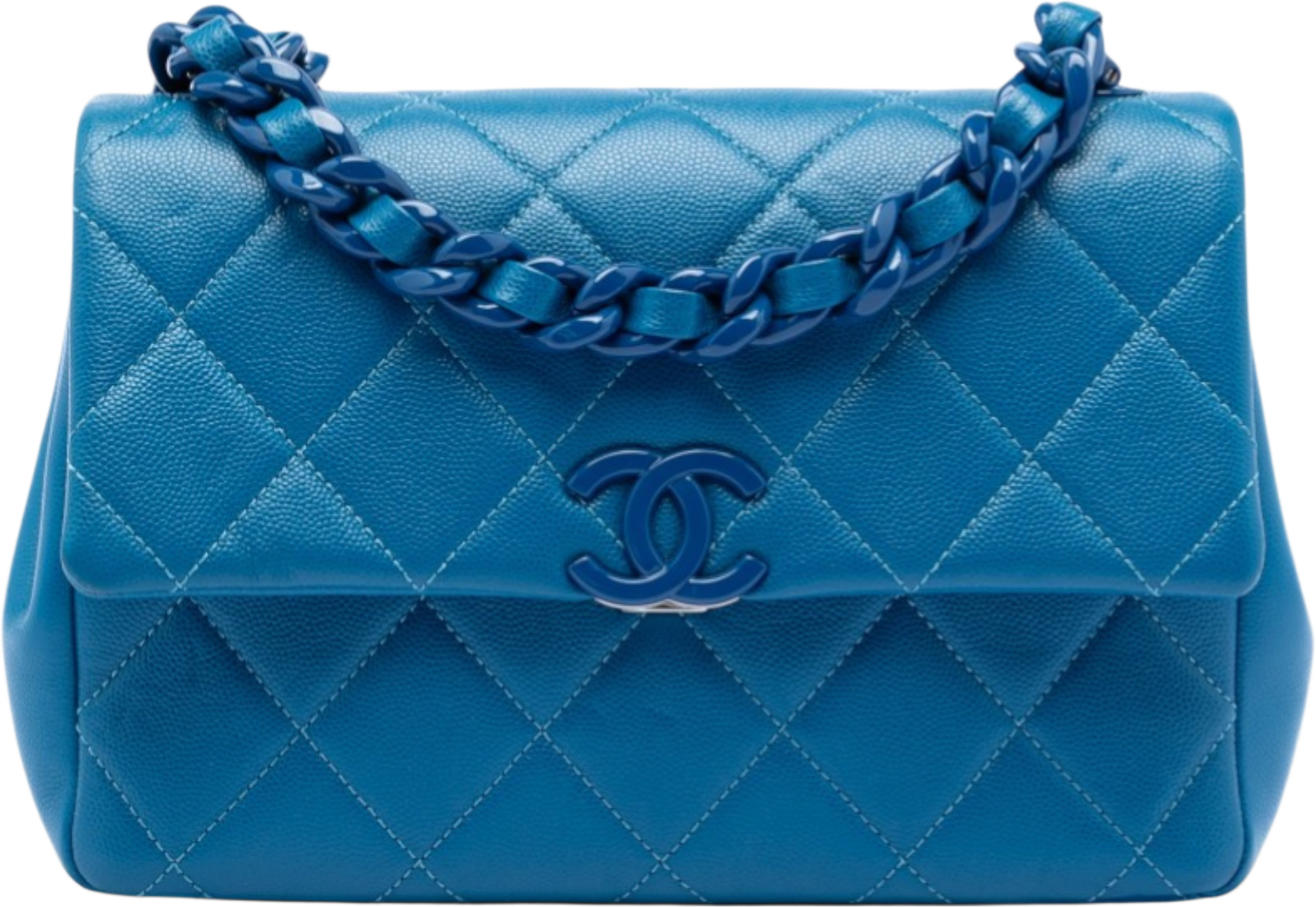 Chanel Medium Caviar My Everything Flap, från Luxclusif, i färgen blue. Klicka för att öppna bilden i stort format