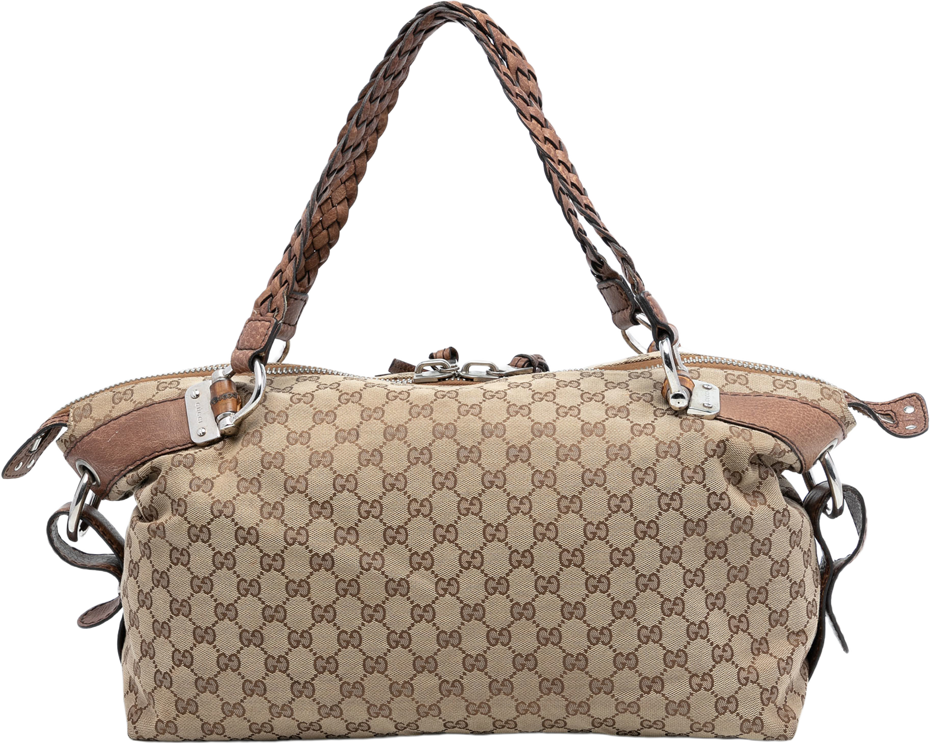 Gucci Medium Gg Canvas Bamboo Bar Tote, från Luxclusif, i färgen beige. Klicka för att öppna bilden i stort format