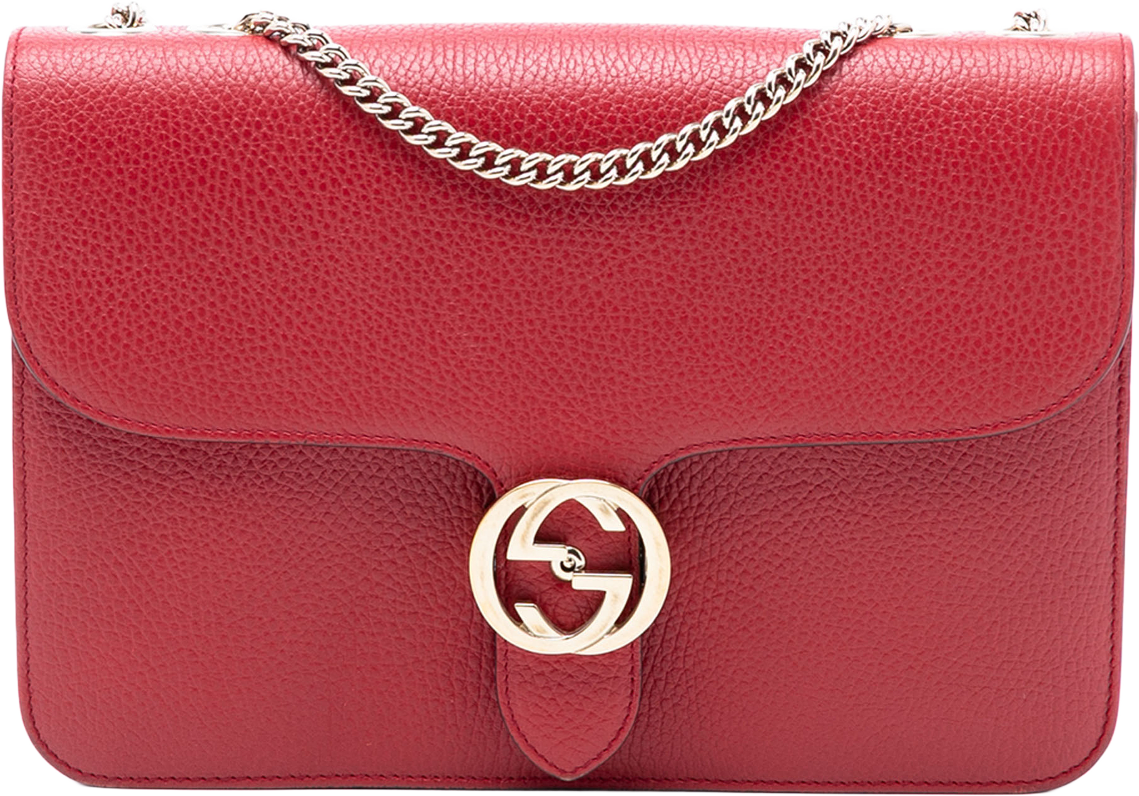 Gucci Medium Dollar Calfskin Interlocking G Crossbody, från Luxclusif, i färgen red. Klicka för att öppna bilden i stort format