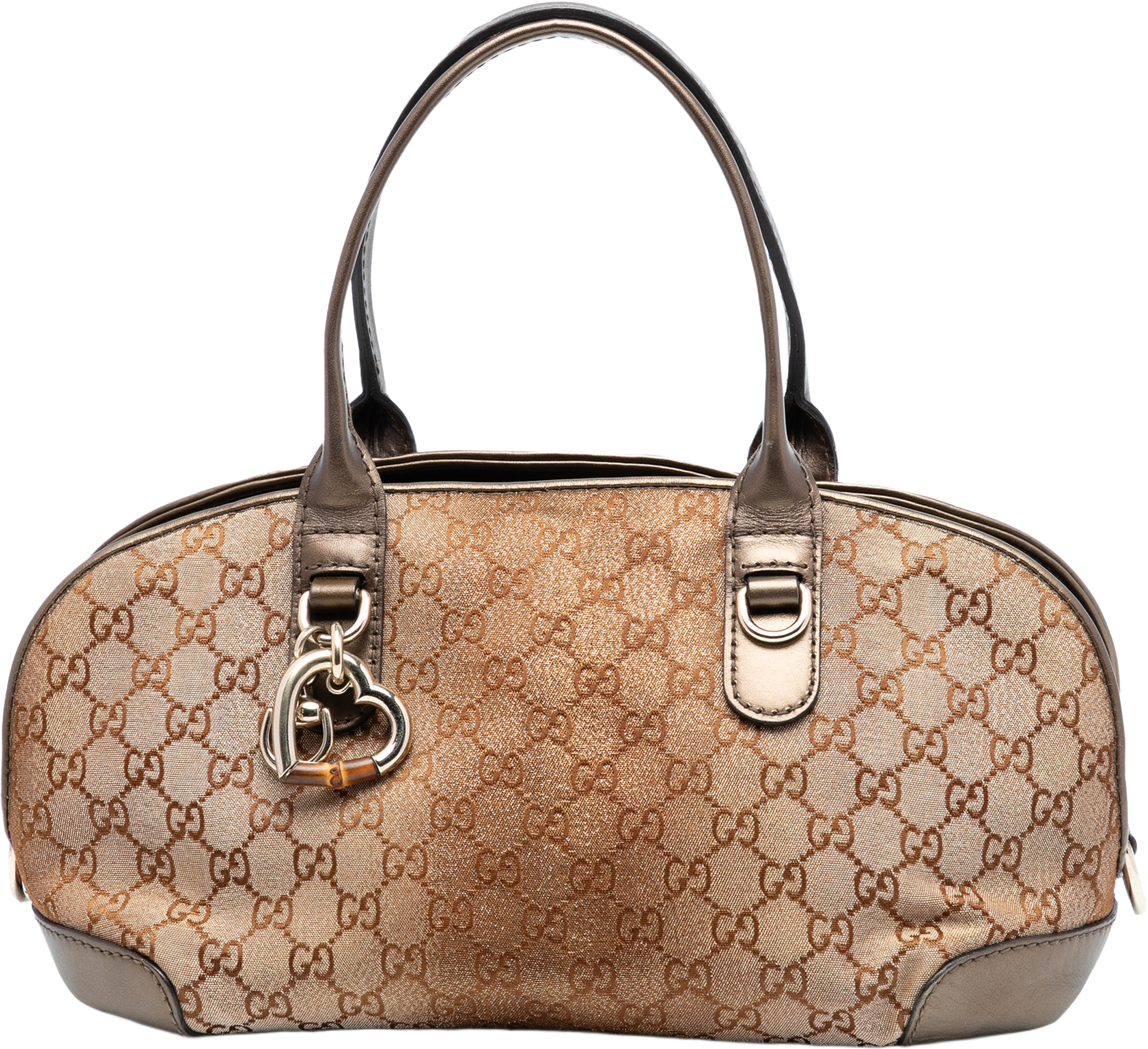 Gucci Gg Lurex Heart Bit Satchel, från Luxclusif, i färgen beige. Klicka för att öppna bilden i stort format