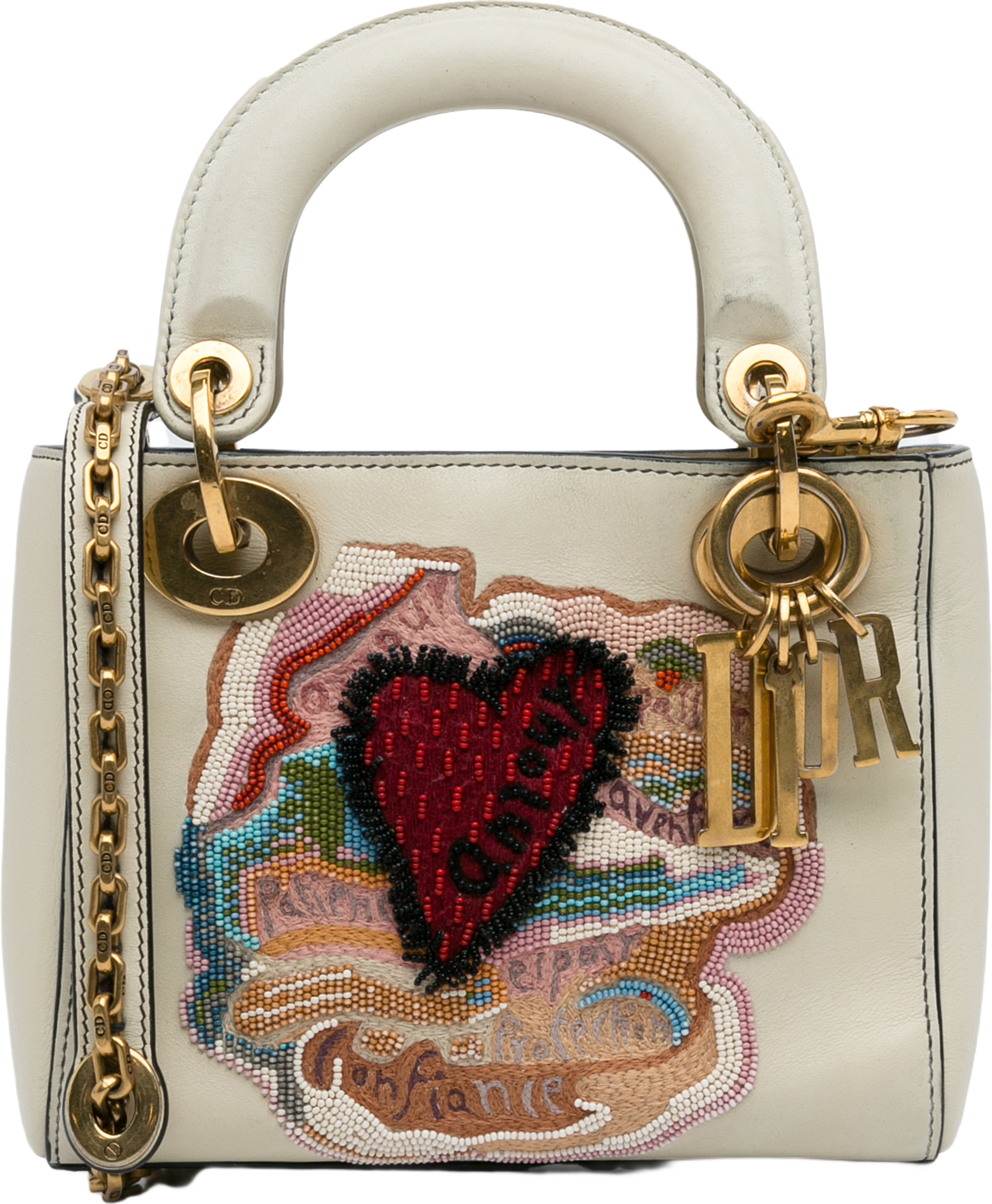 Dior Niki De Saint Phalle Mini Calfskin Dioramour Lady Dior, från Luxclusif, i färgen white.