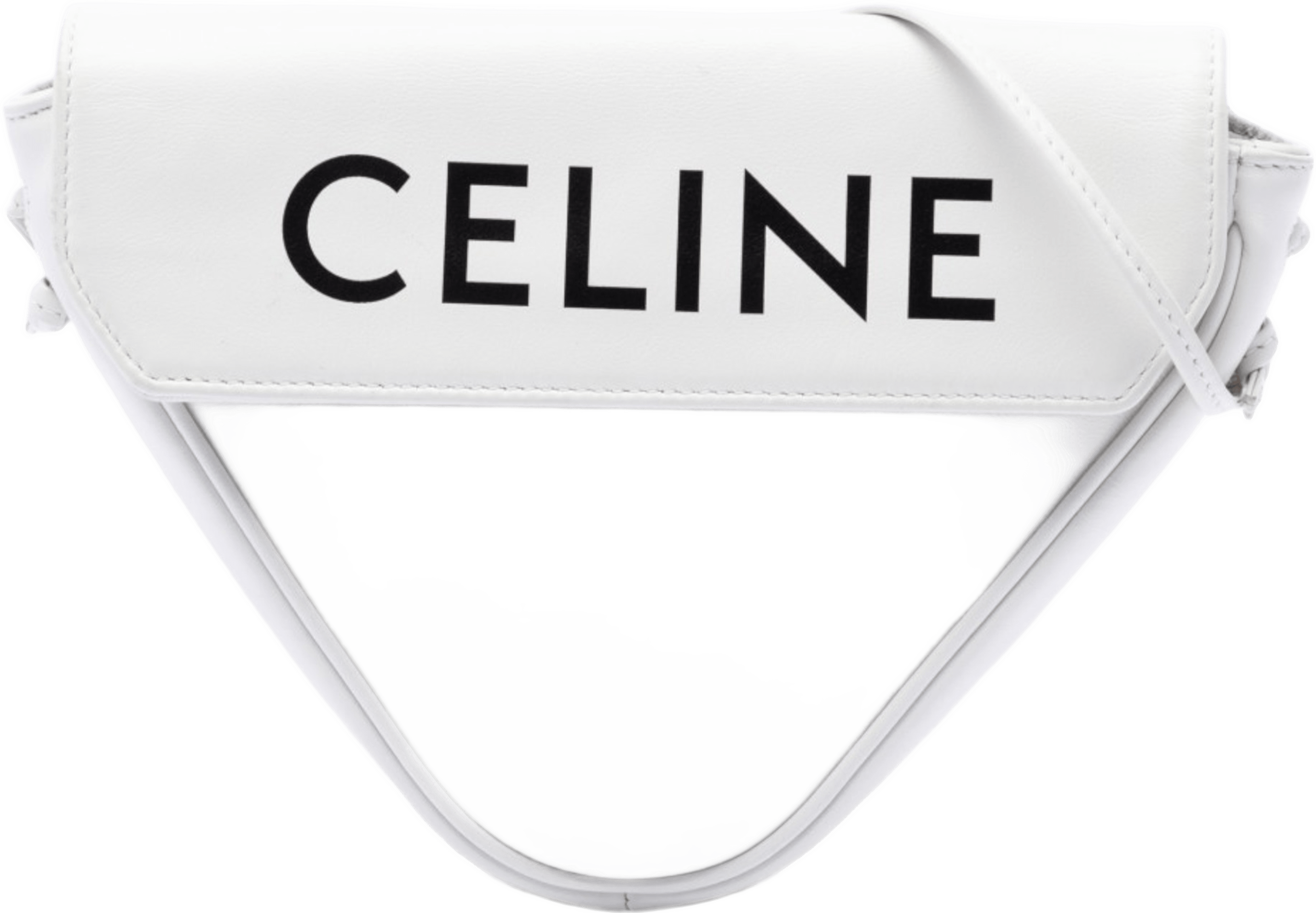 Celine Smooth Calfskin Logo Triangle Crossbody, från Luxclusif, i färgen vit. Klicka för att öppna bilden i stort format