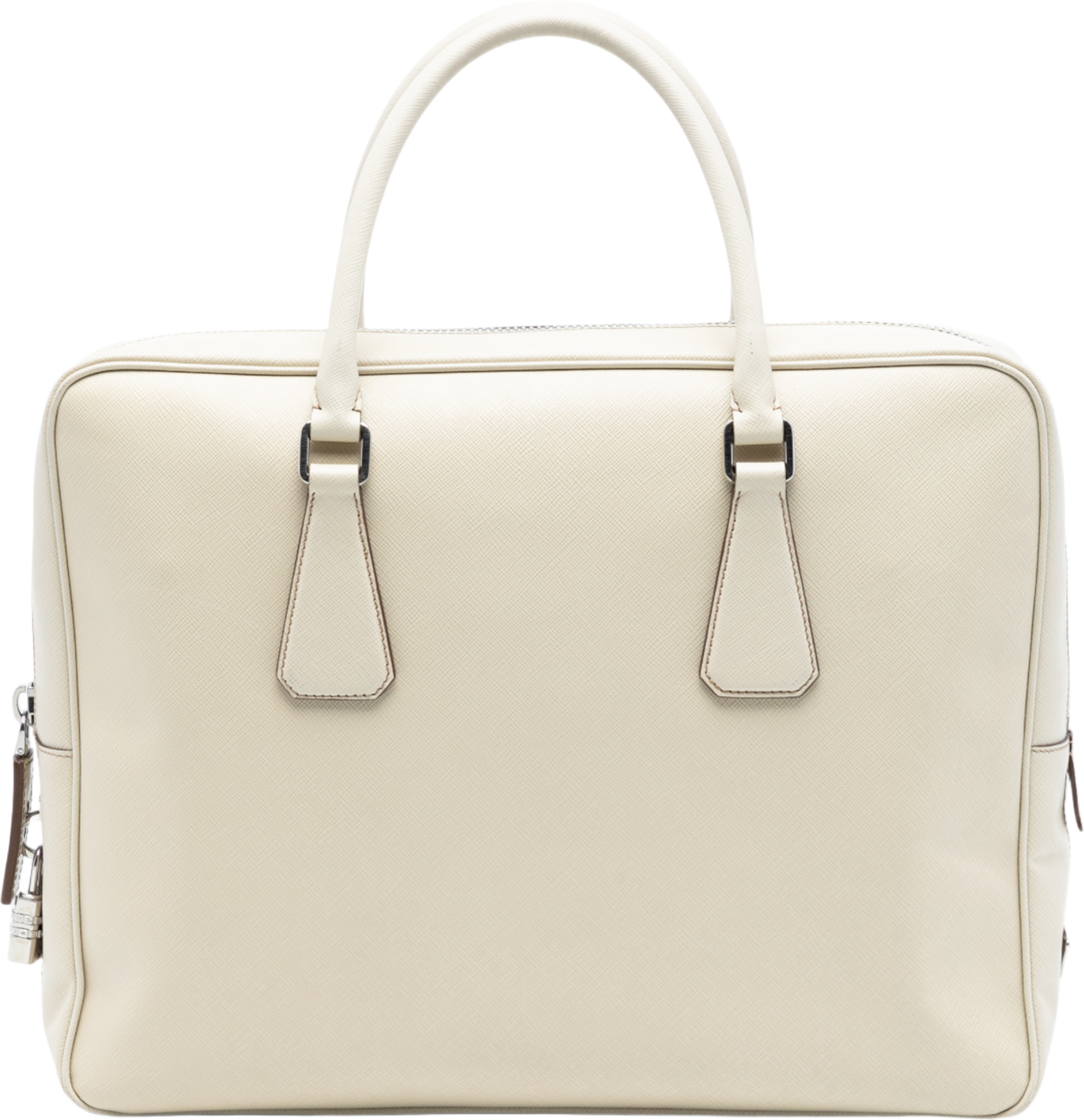 Prada Saffiano Business Bag, från Luxclusif, i färgen ivory. Klicka för att öppna bilden i stort format