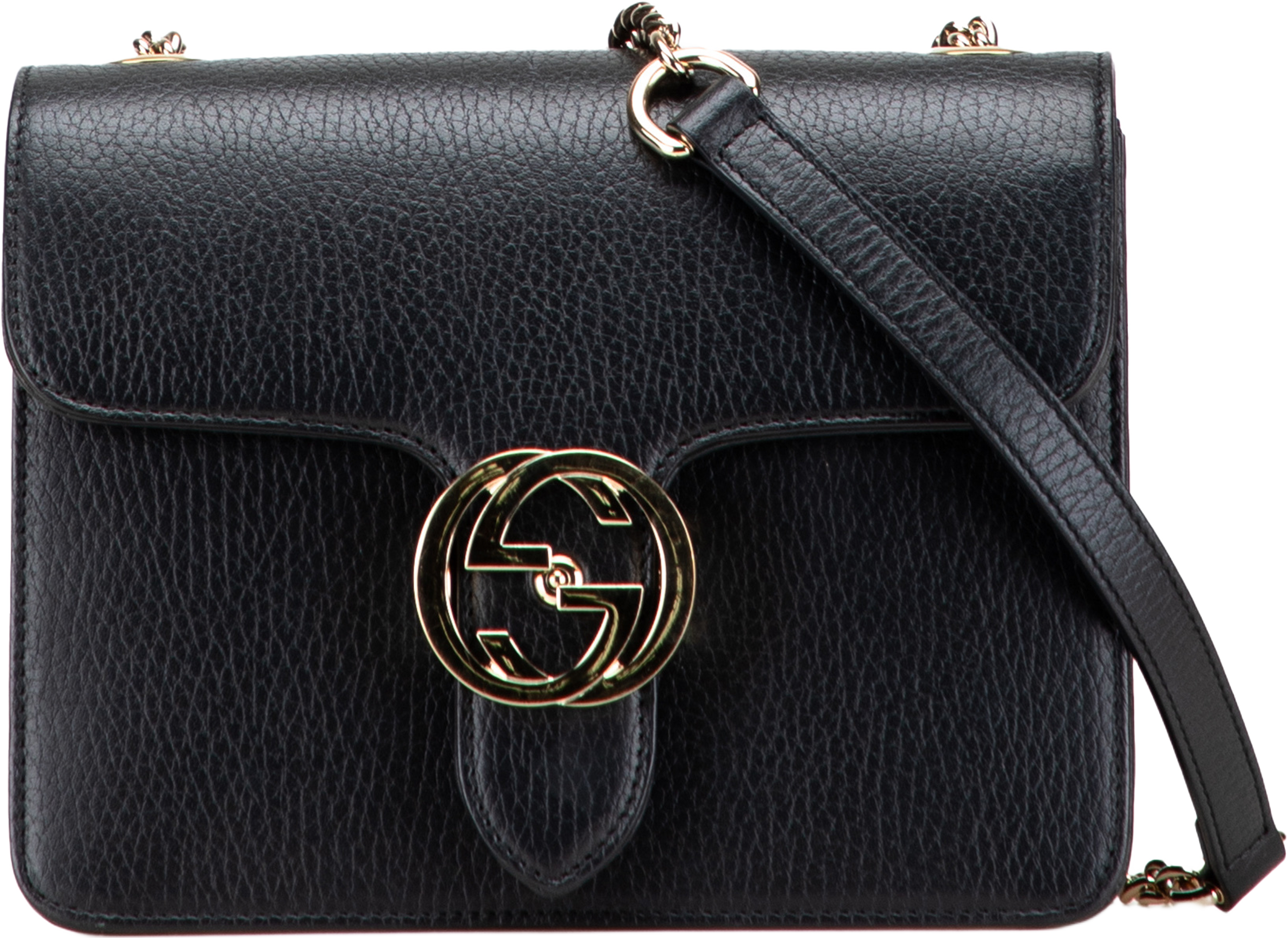 Gucci Small Dollar Calfskin Interlocking G Crossbody, från Luxclusif, i färgen black. Klicka för att öppna bilden i stort format