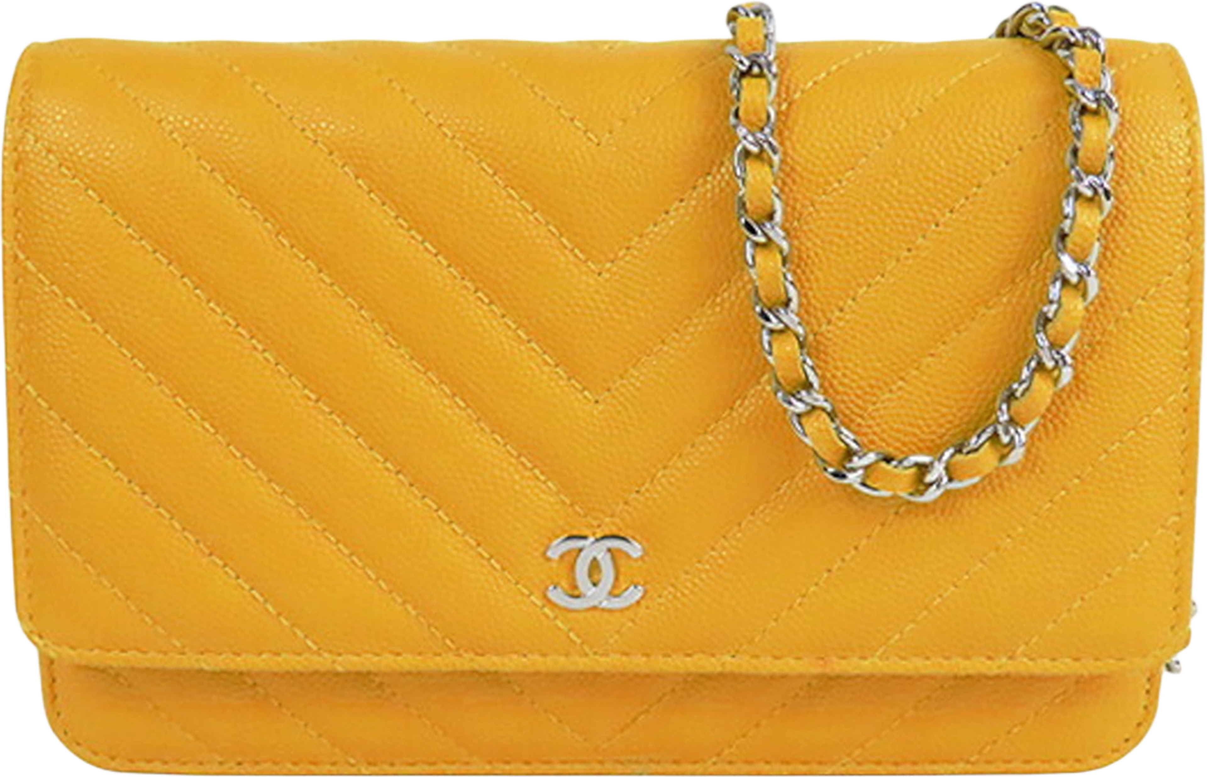 Chanel Cc Chevron Caviar Wallet On Chain, från Luxclusif, i färgen yellow. Klicka för att öppna bilden i stort format