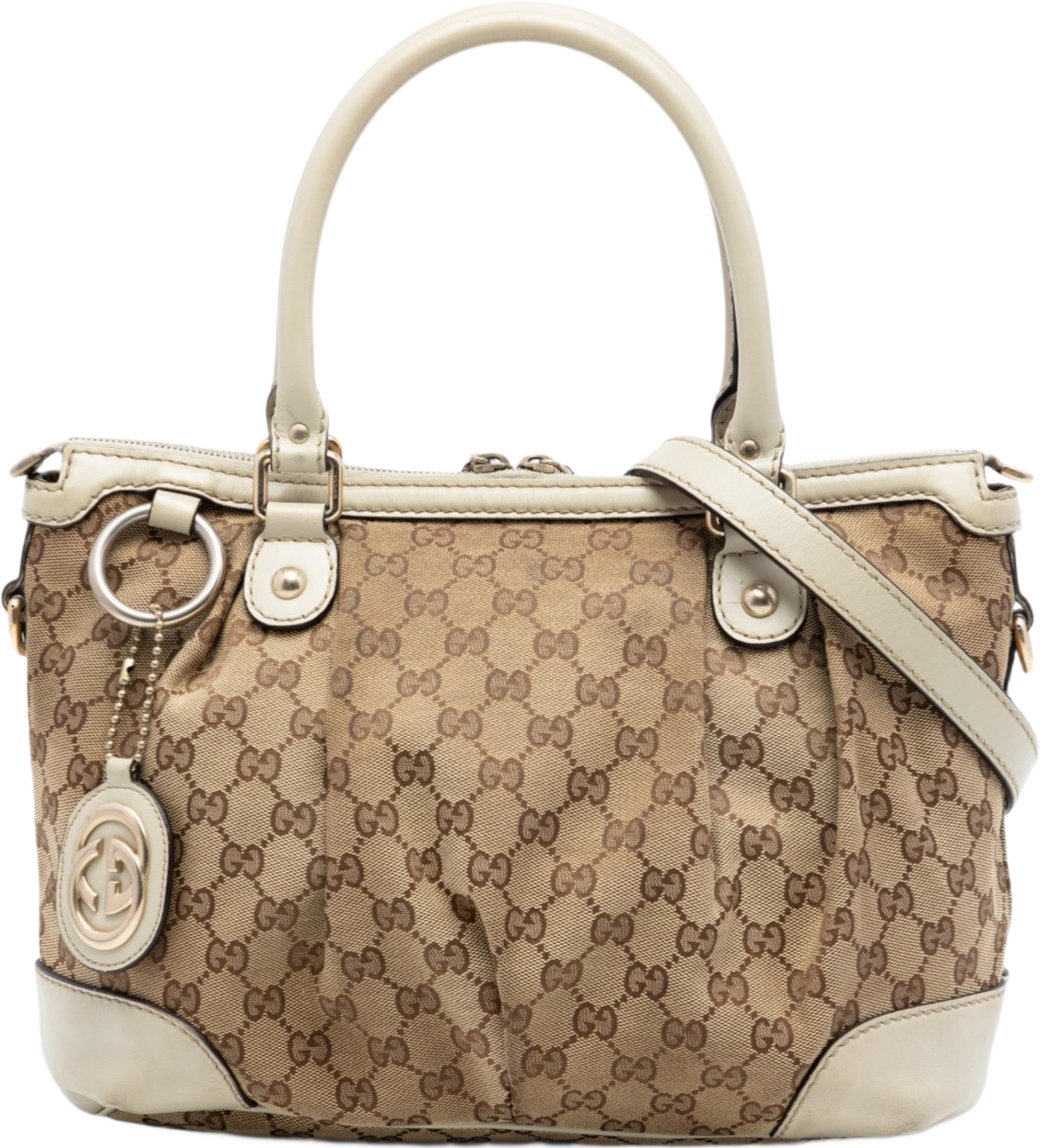 Gucci Gg Canvas Sukey Satchel, från Luxclusif, i färgen beige. Klicka för att öppna bilden i stort format