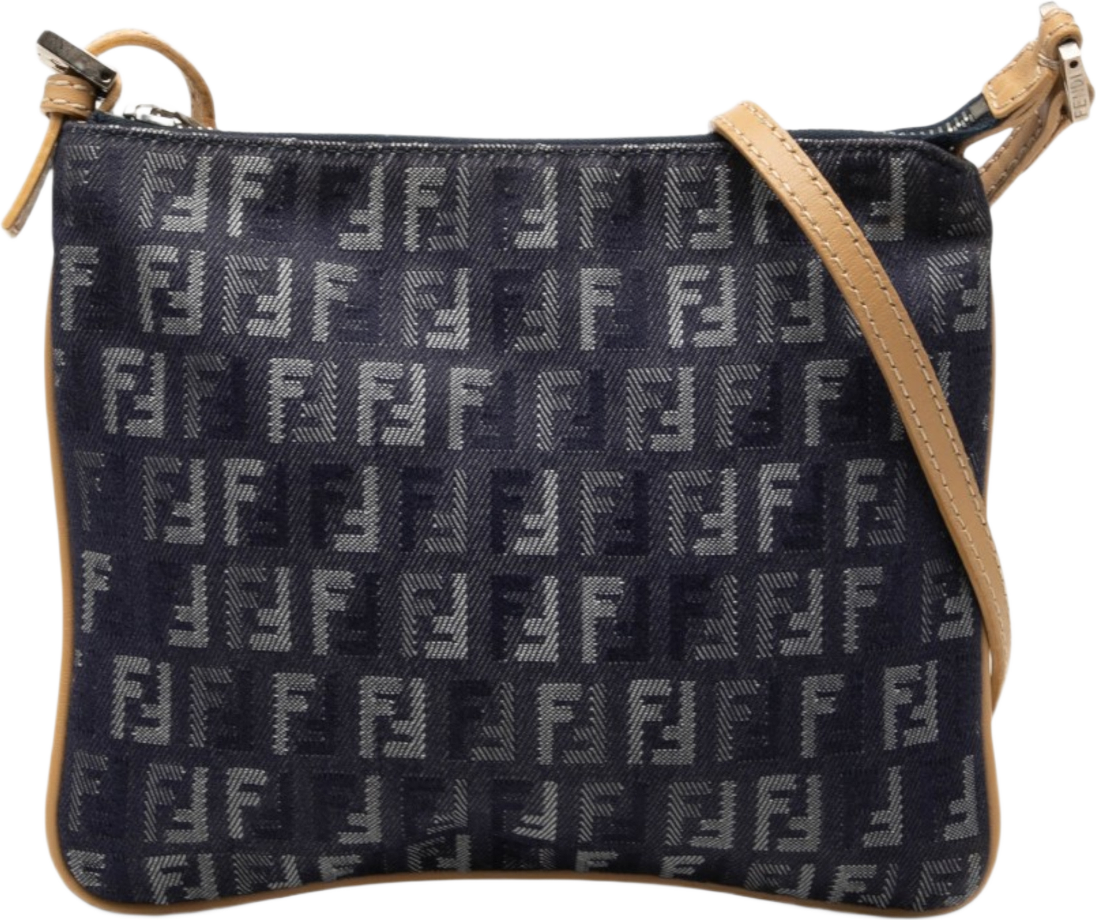 Fendi Zucchino Denim Crossbody, från Luxclusif, i färgen blå. Klicka för att öppna bilden i stort format