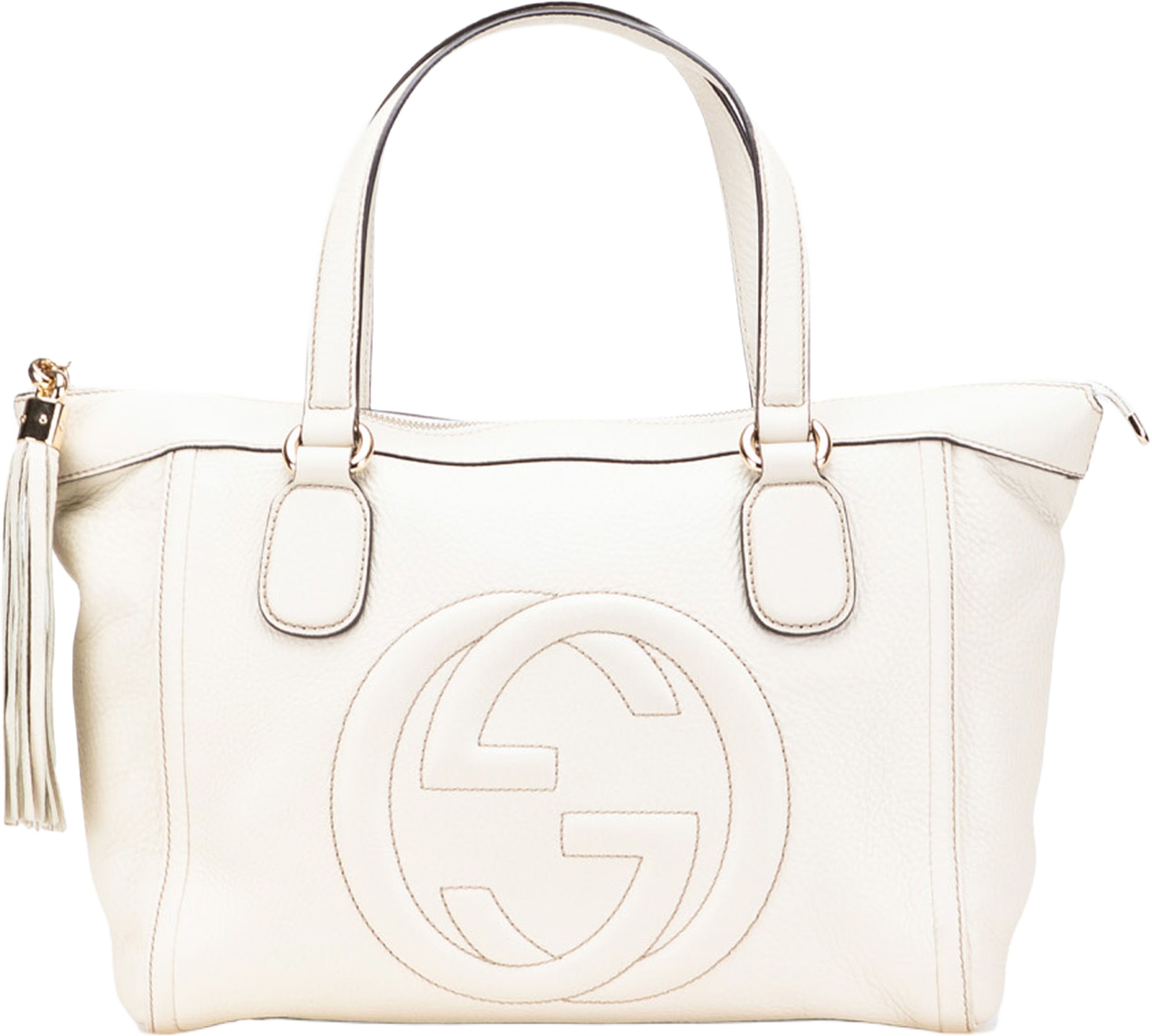 Gucci Small Leather Soho Working Tote, från Luxclusif, i färgen white. Klicka för att öppna bilden i stort format