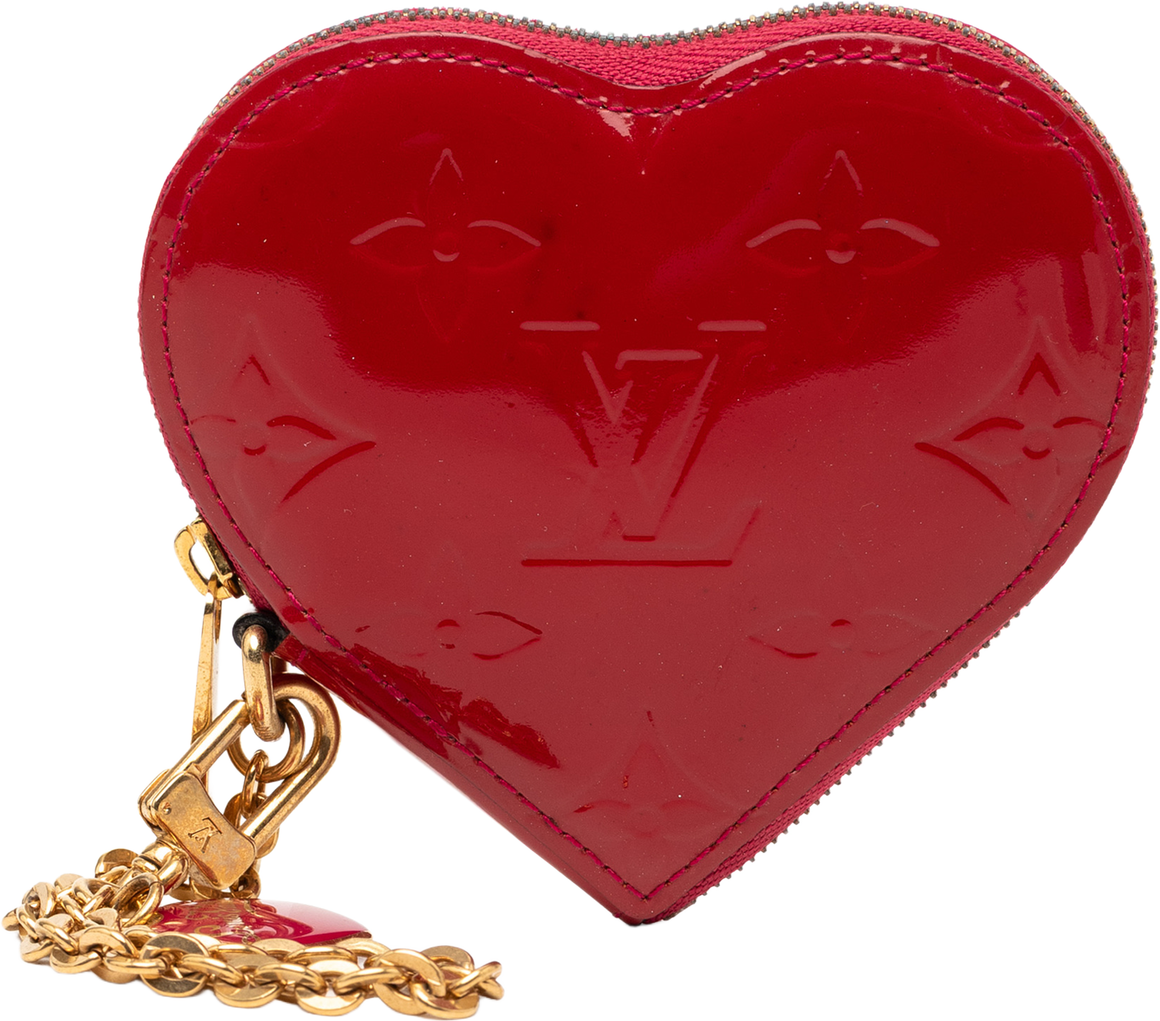 Louis Vuitton Monogram Vernis Heart Coin Purse, från Luxclusif, i färgen red. Klicka för att öppna bilden i stort format