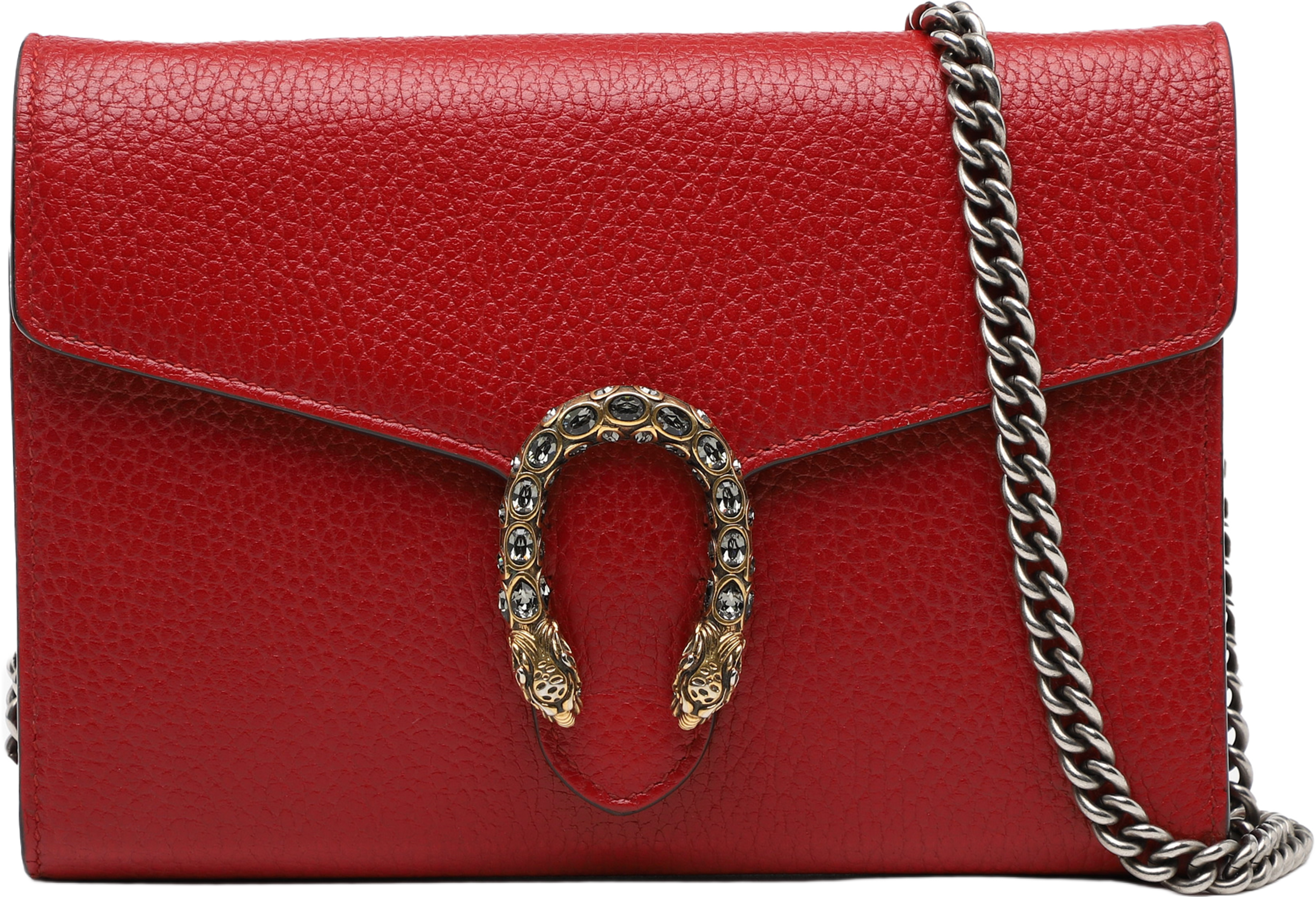 Gucci Leather Dionysus Wallet On Chain, från Luxclusif, i färgen red. Klicka för att öppna bilden i stort format