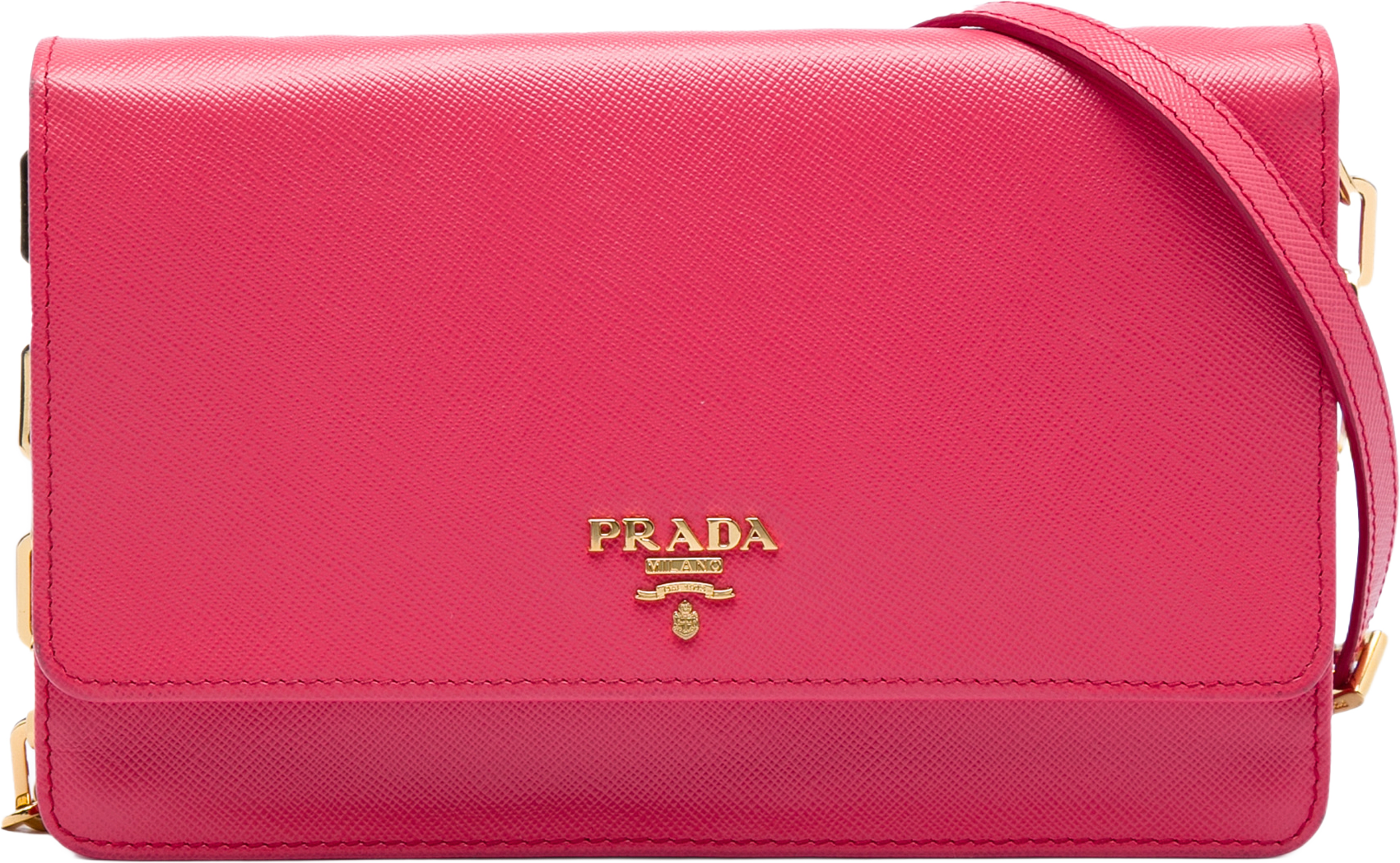 Prada Saffiano Wallet On Chain, från Luxclusif, i färgen rosa. Klicka för att öppna bilden i stort format