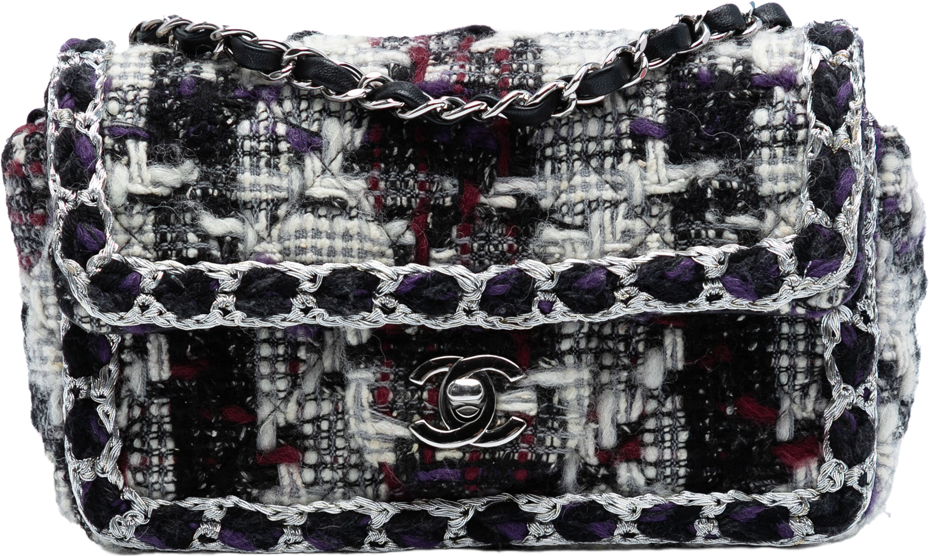 Chanel Mini Rectangular Quilted Tweed Single Flap, från Luxclusif, i färgen black. Klicka för att öppna bilden i stort format