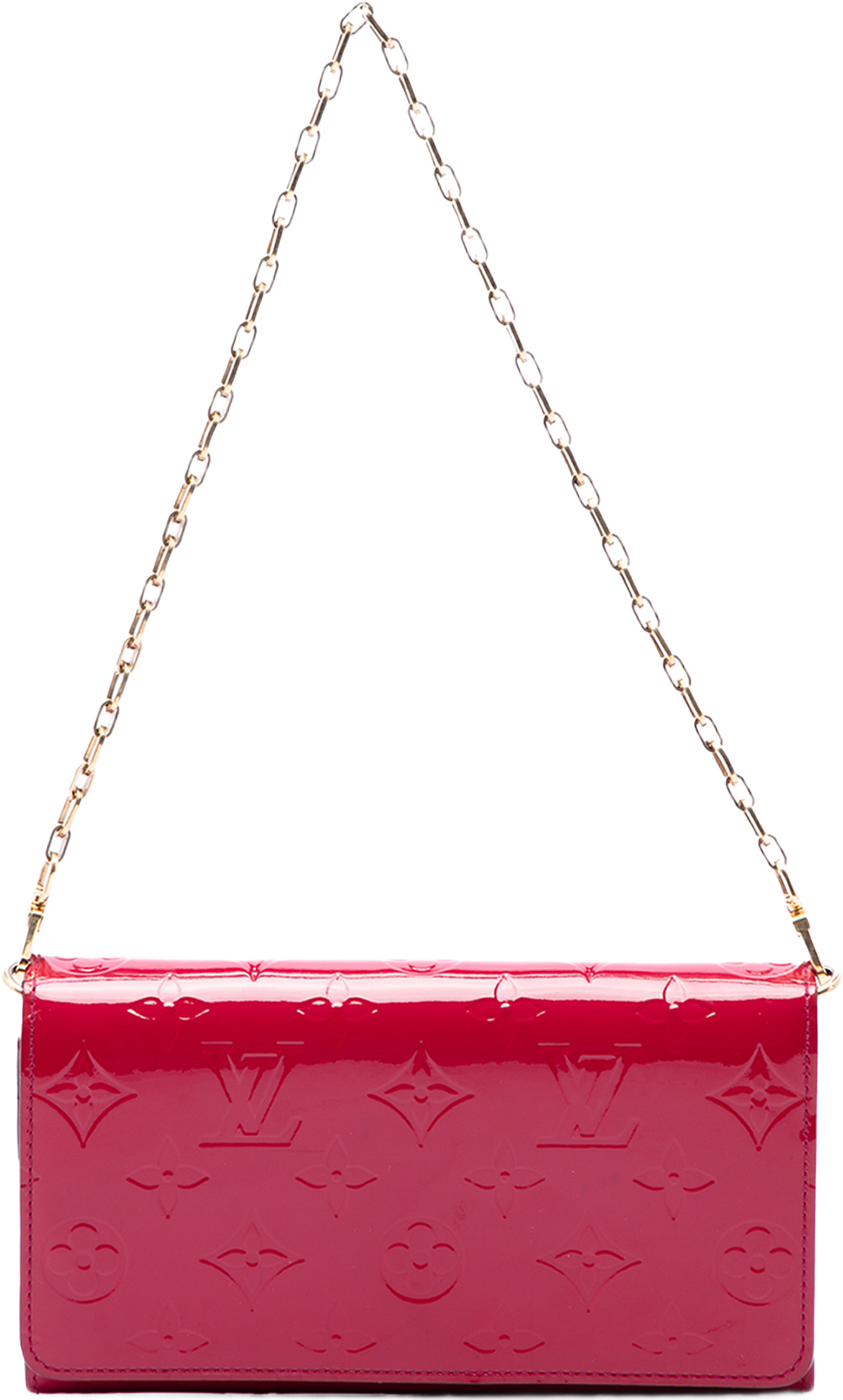 Louis Vuitton Monogram Vernis Chain Wallet, från Luxclusif, i färgen rosa. Klicka för att öppna bilden i stort format
