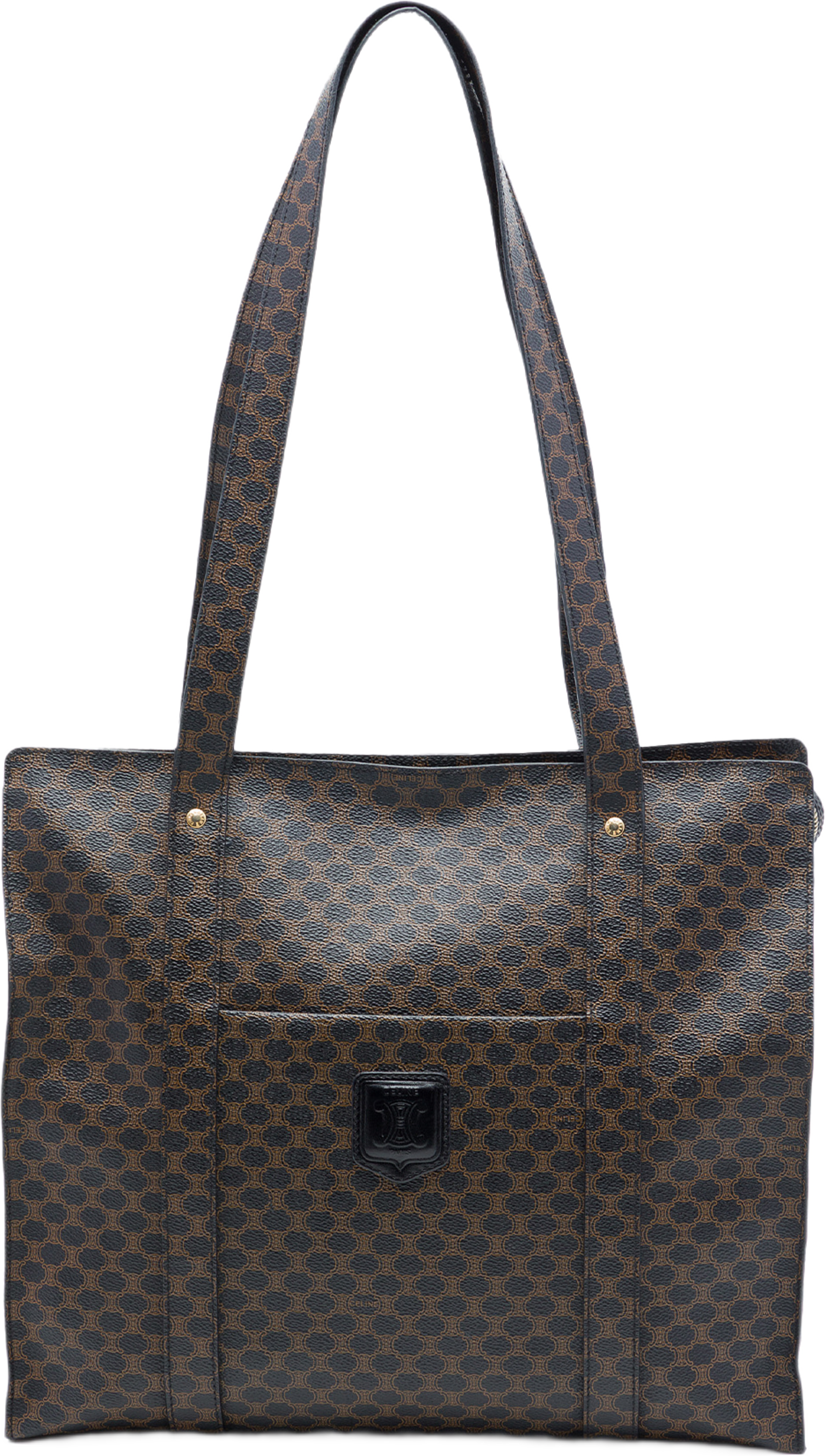 Celine Macadam Coated Canvas Tote, från Luxclusif, i färgen brun. Klicka för att öppna bilden i stort format