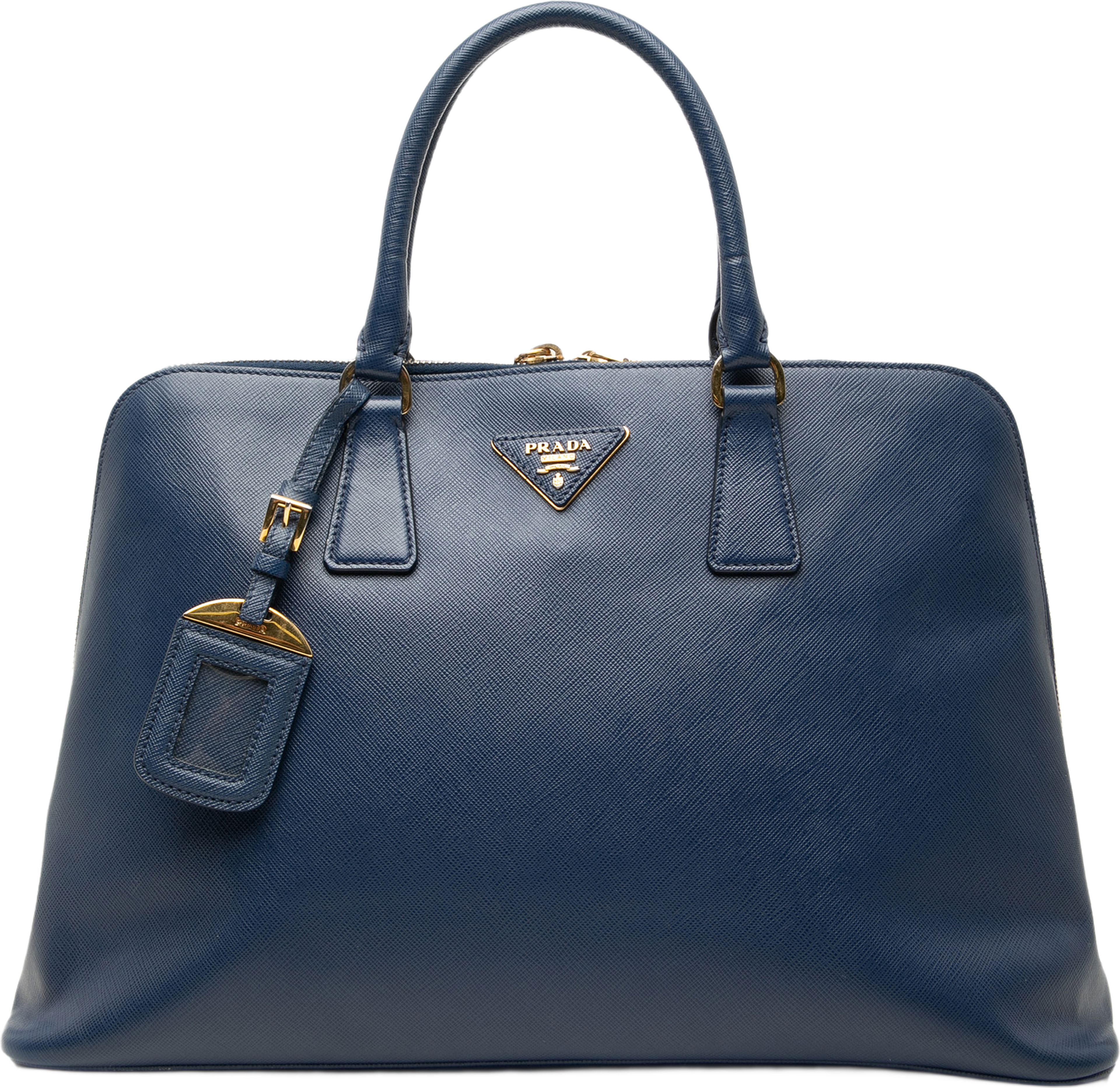 Prada Large Saffiano Lux Promenade Satchel, från Luxclusif, i färgen blue. Klicka för att öppna bilden i stort format