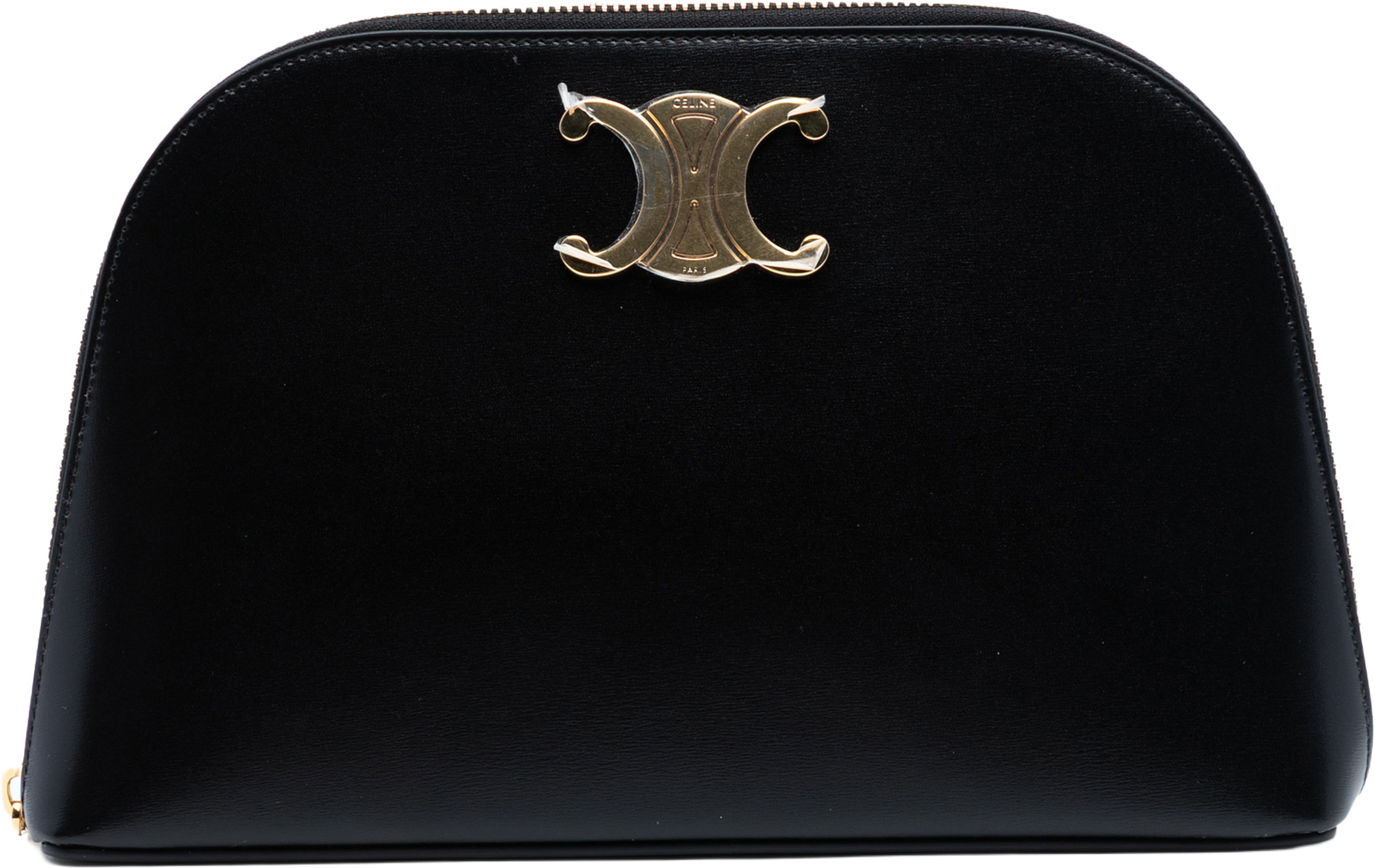 Celine Shiny Calfskin Triomphe Pouch, från Luxclusif, i färgen black. Klicka för att öppna bilden i stort format