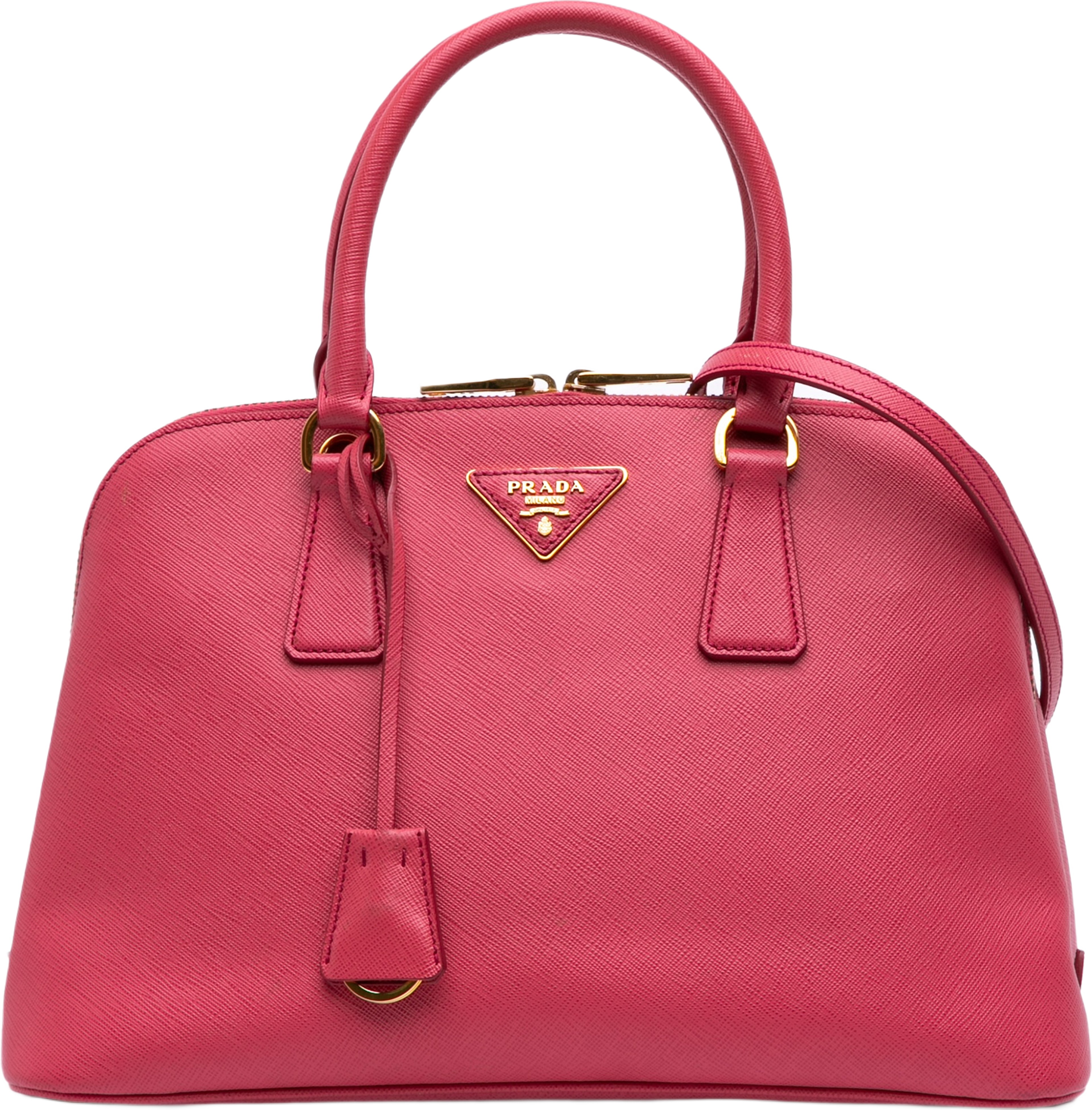 Prada Medium Saffiano Lux Promenade Satchel, från Luxclusif, i färgen pink. Klicka för att öppna bilden i stort format
