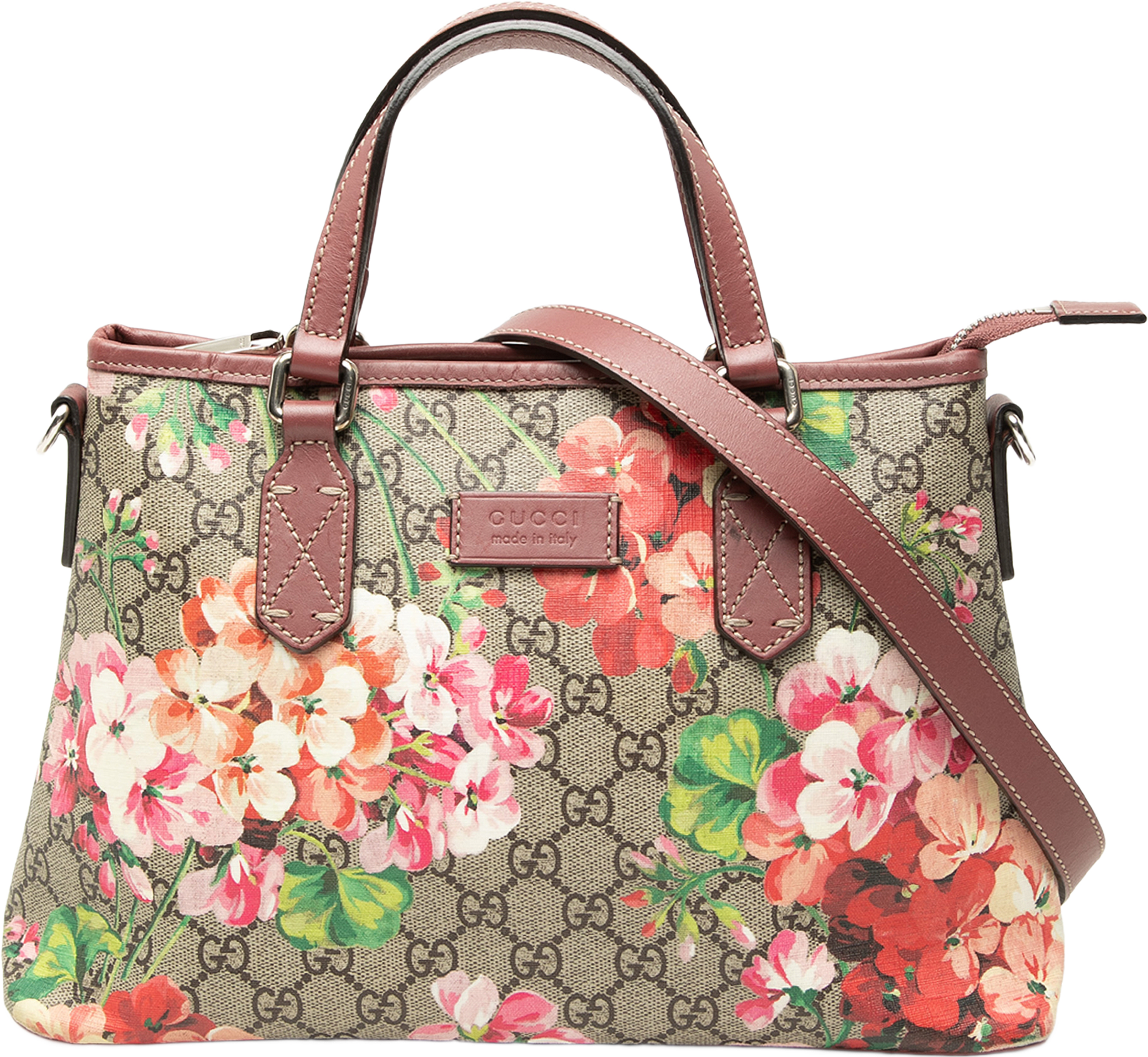 Gucci Gg Supreme Blooms Zippered Tote, från Luxclusif, i färgen beige. Klicka för att öppna bilden i stort format