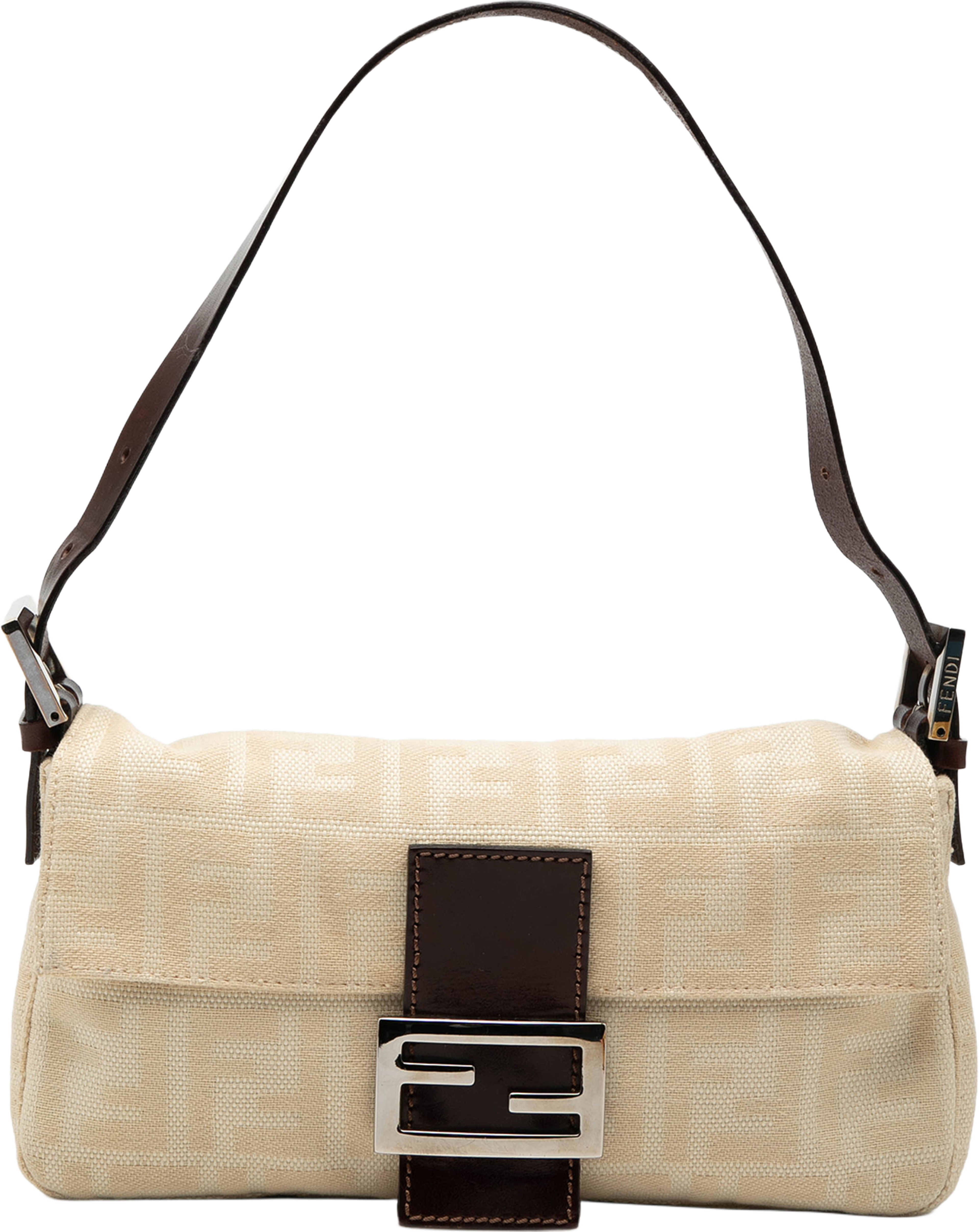 Fendi Zucca Canvas Baguette, från Luxclusif, i färgen light beige. Klicka för att öppna bilden i stort format