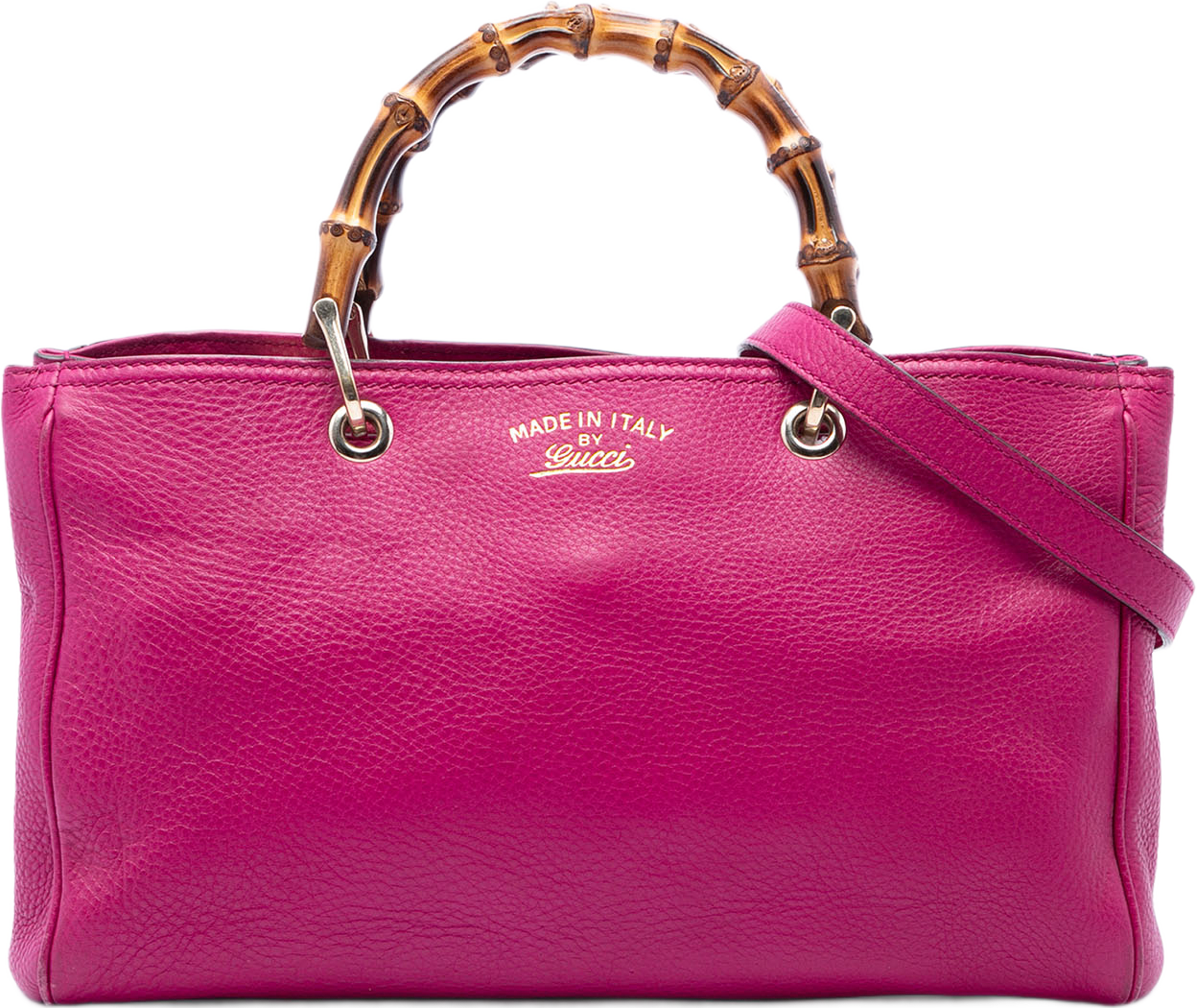 Gucci Medium Calfskin Bamboo Shopper Satchel, från Luxclusif, i färgen rosa. Klicka för att öppna bilden i stort format