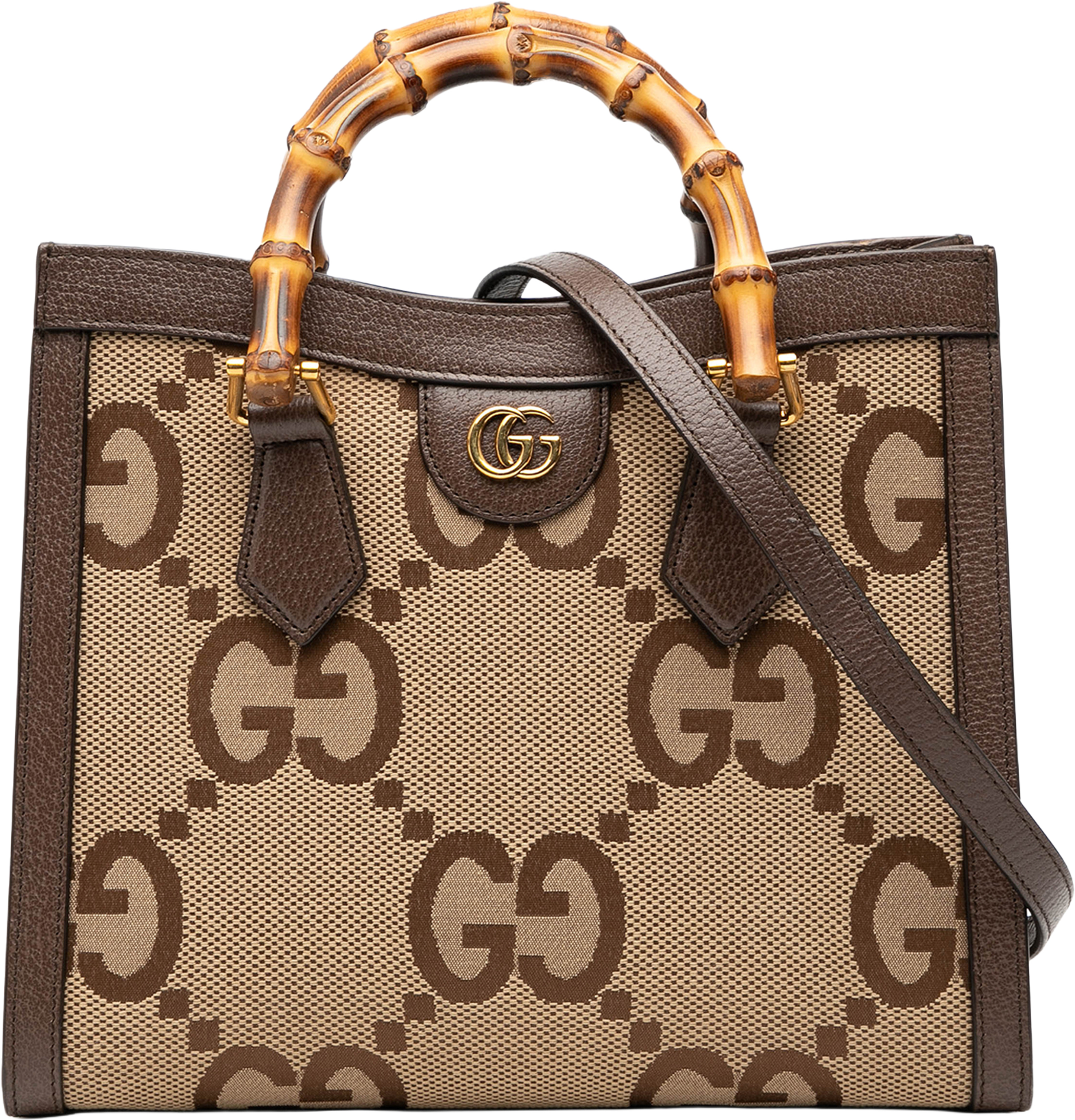 Gucci Medium Jumbo Gg Canvas Bamboo Diana Satchel, från Luxclusif, i färgen beige. Klicka för att öppna bilden i stort format