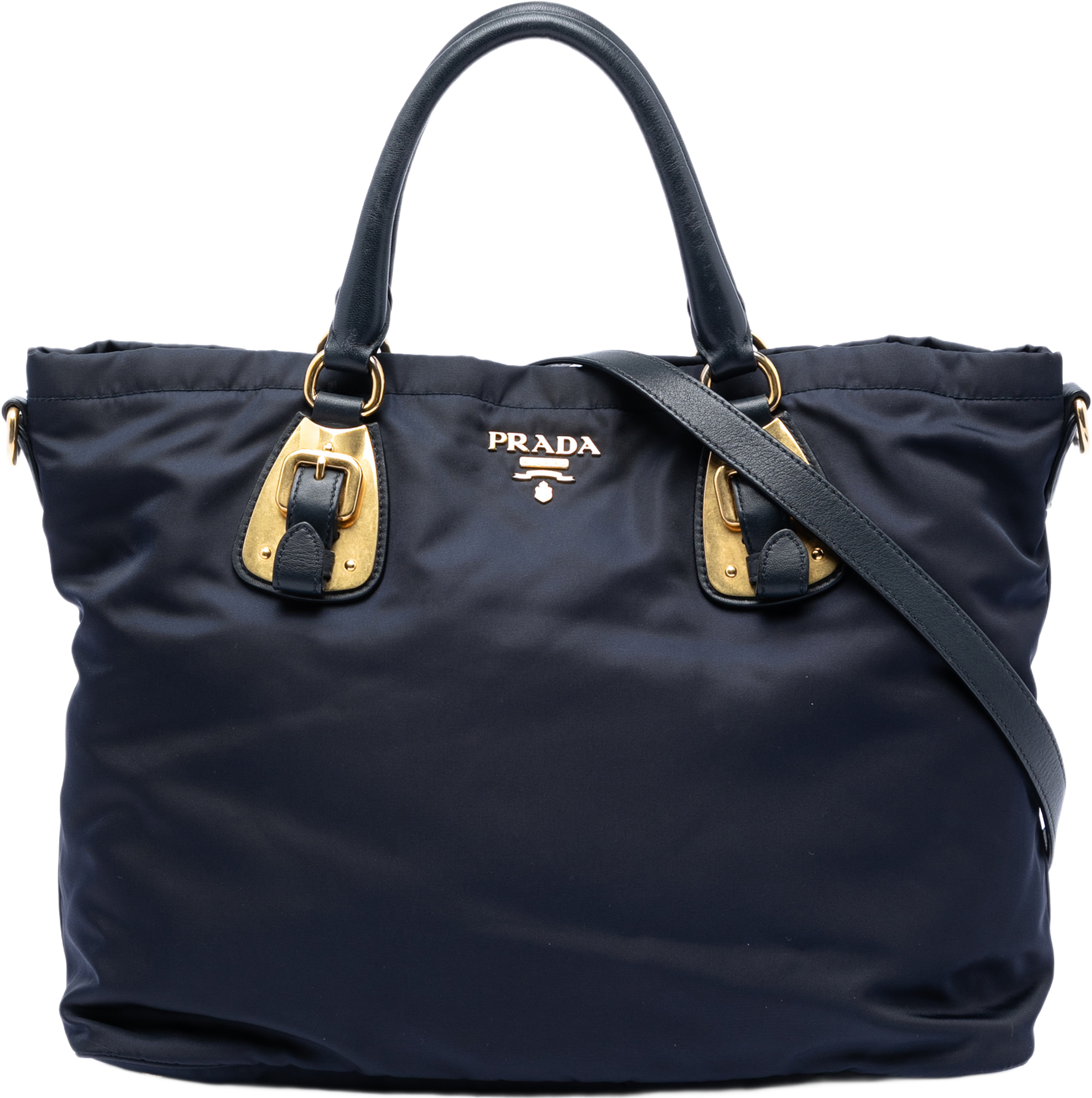Prada Tessuto Satchel, från Luxclusif, i färgen navy. Klicka för att öppna bilden i stort format