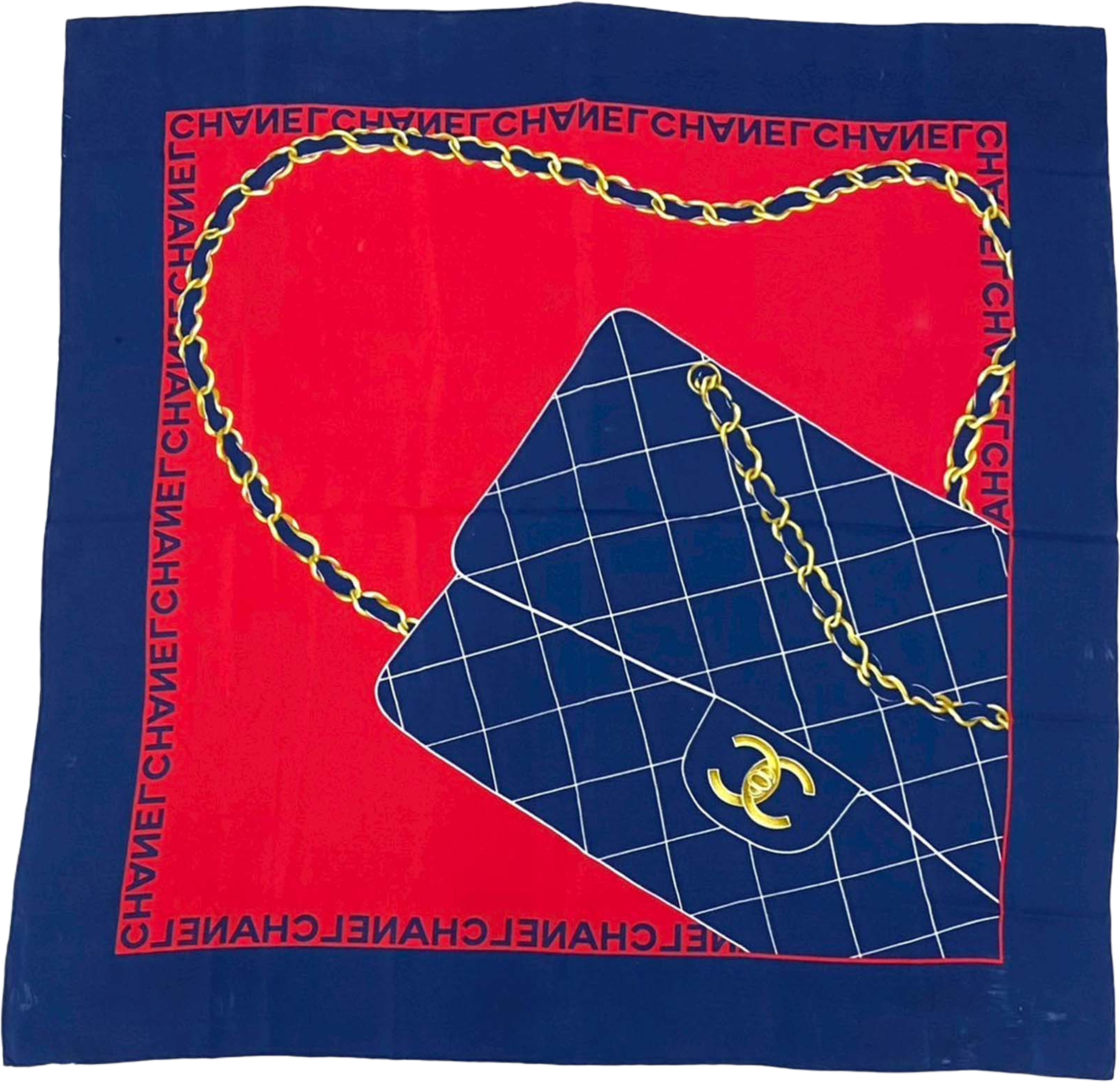 Chanel Classic Flap Silk Scarf, från Luxclusif, i färgen blue. Klicka för att öppna bilden i stort format